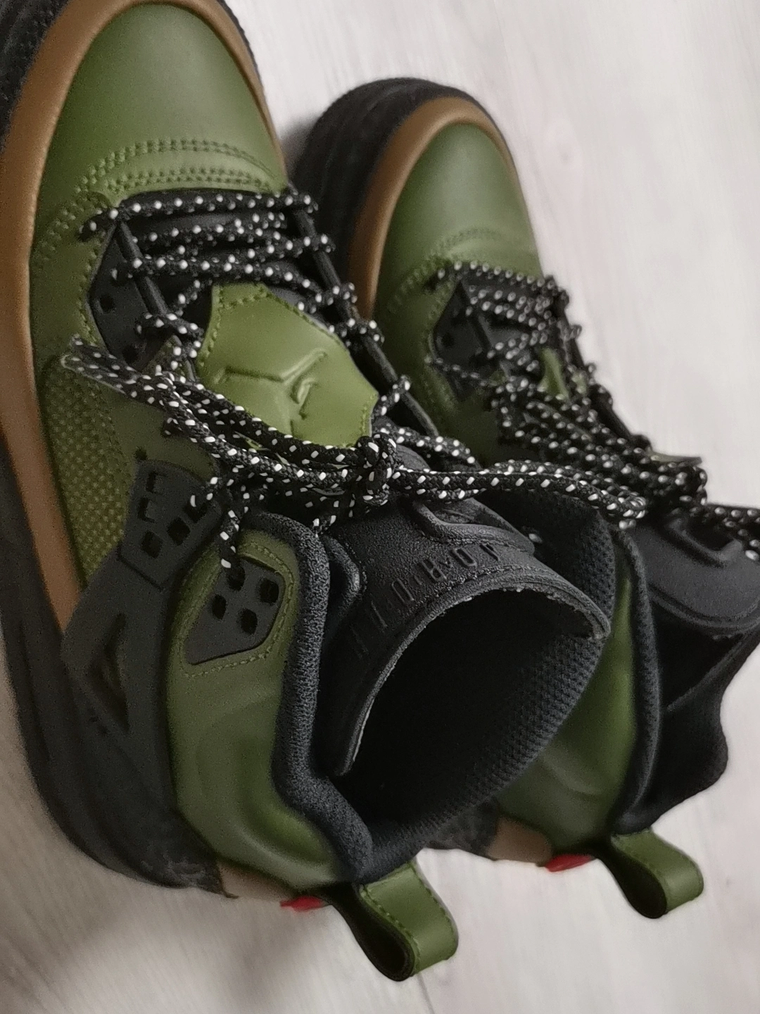 custom review-Джордан Spizike WINTERIZED Slip-Resistant High Top Детские Баскетбольные Кроссовки Оливково-Зеленый