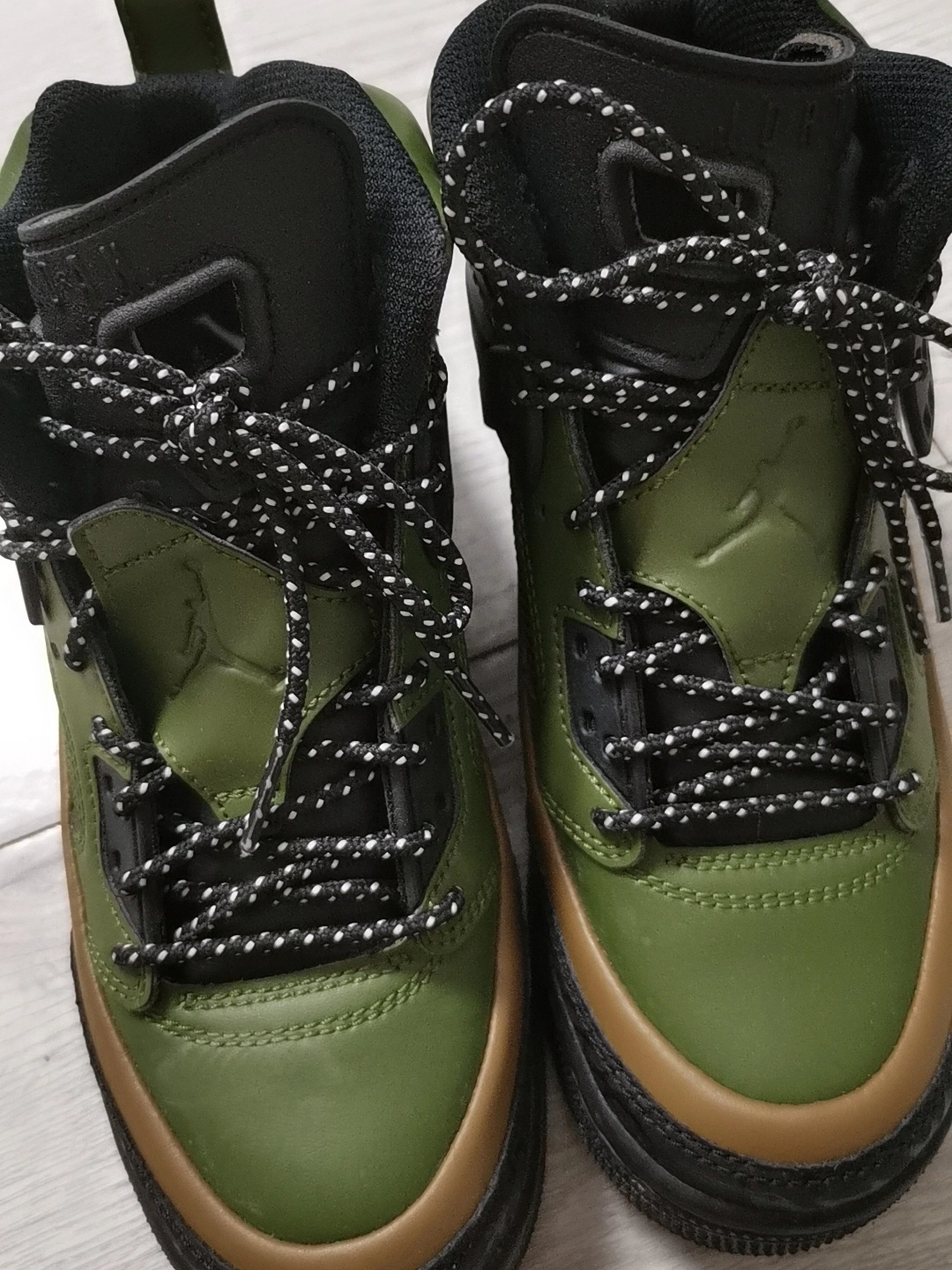 custom review-Джордан Spizike WINTERIZED Slip-Resistant High Top Детские Баскетбольные Кроссовки Оливково-Зеленый