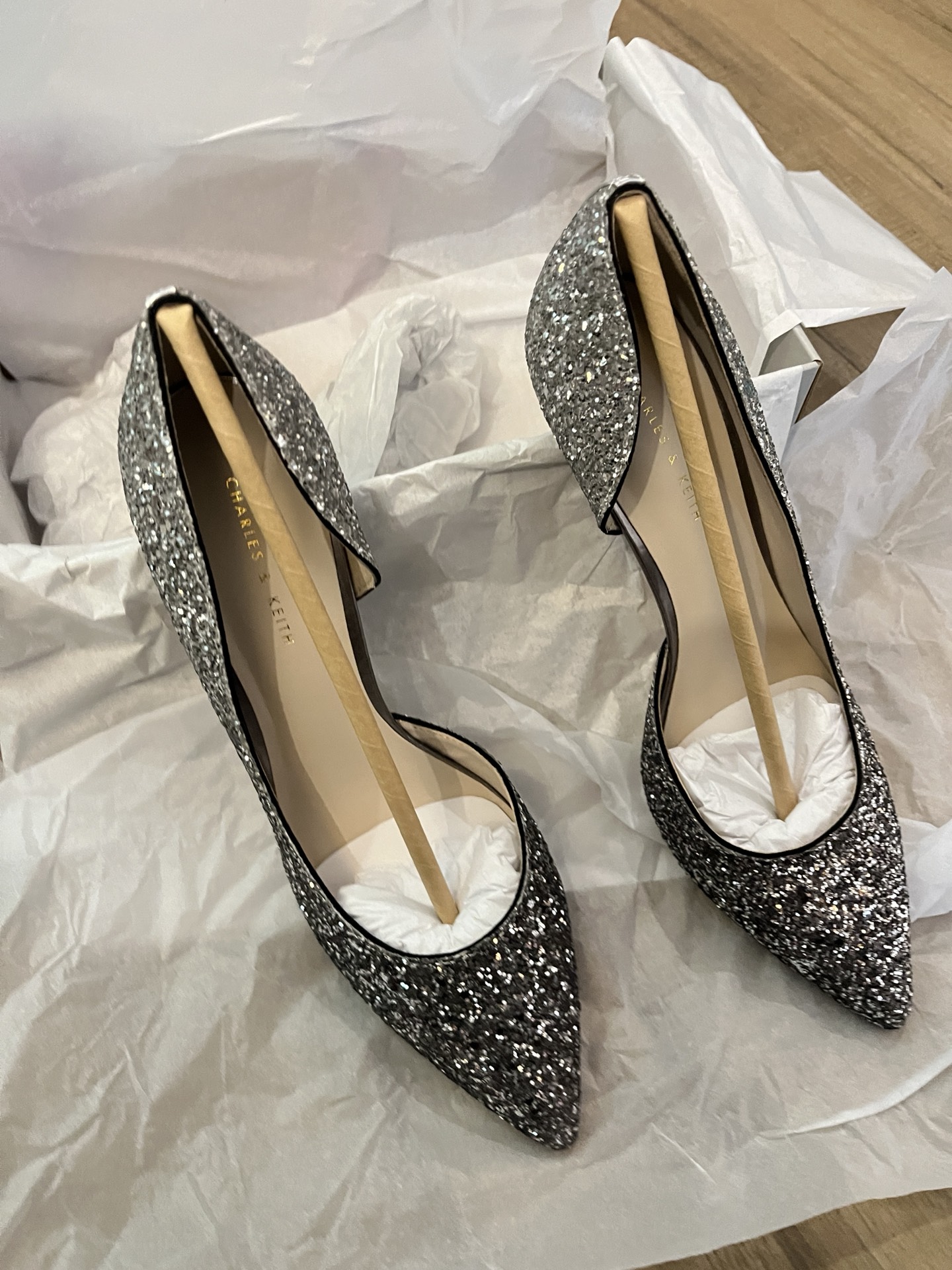 custom review-CHARLES KEITH Свадебный Маленький CK Узкий каблук Высокие каблуки Женские Черный Дымчатый