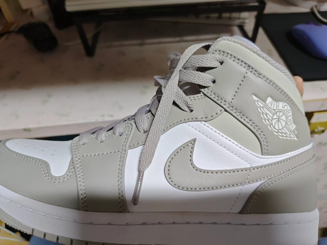 custom review-Jordan Air Jordan 1 MID 'Льняная ткань' MID Топ Винтажные баскетбольные кроссовки Мужской Светлый костный