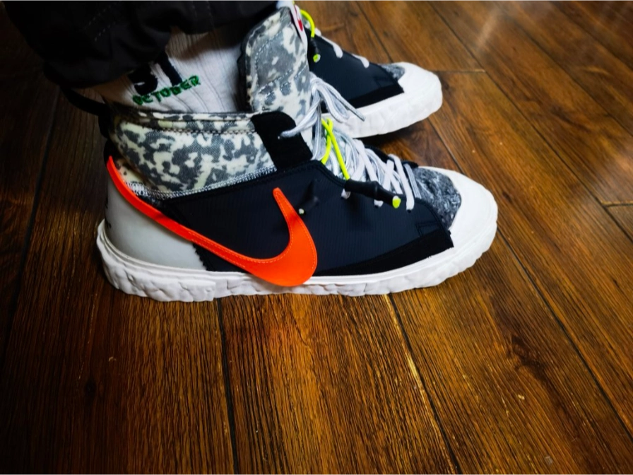 custom review-READYMADE x Nike Blazer Mid Топ Скейтборд Кроссовки Унисекс Черный Оранжевый