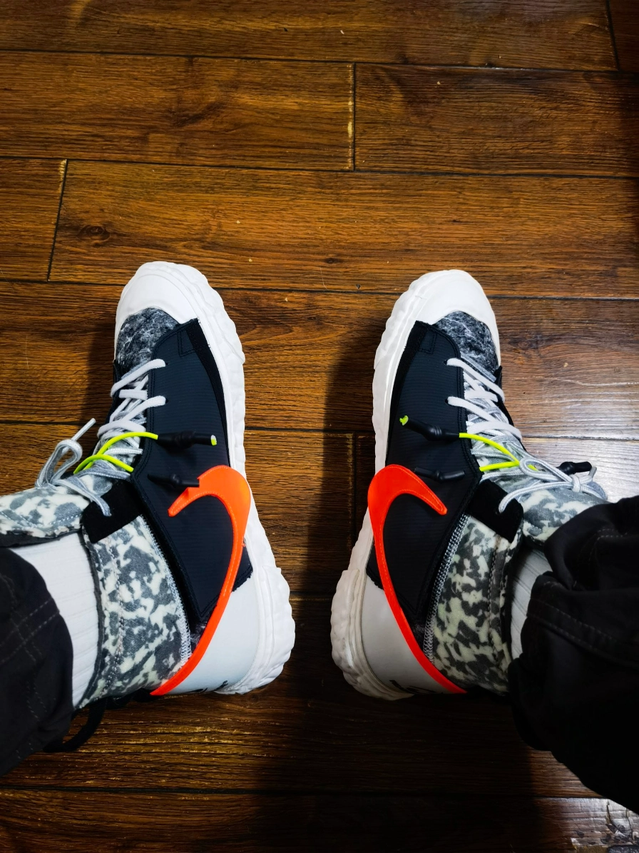 custom review-READYMADE x Nike Blazer Mid Топ Скейтборд Кроссовки Унисекс Черный Оранжевый