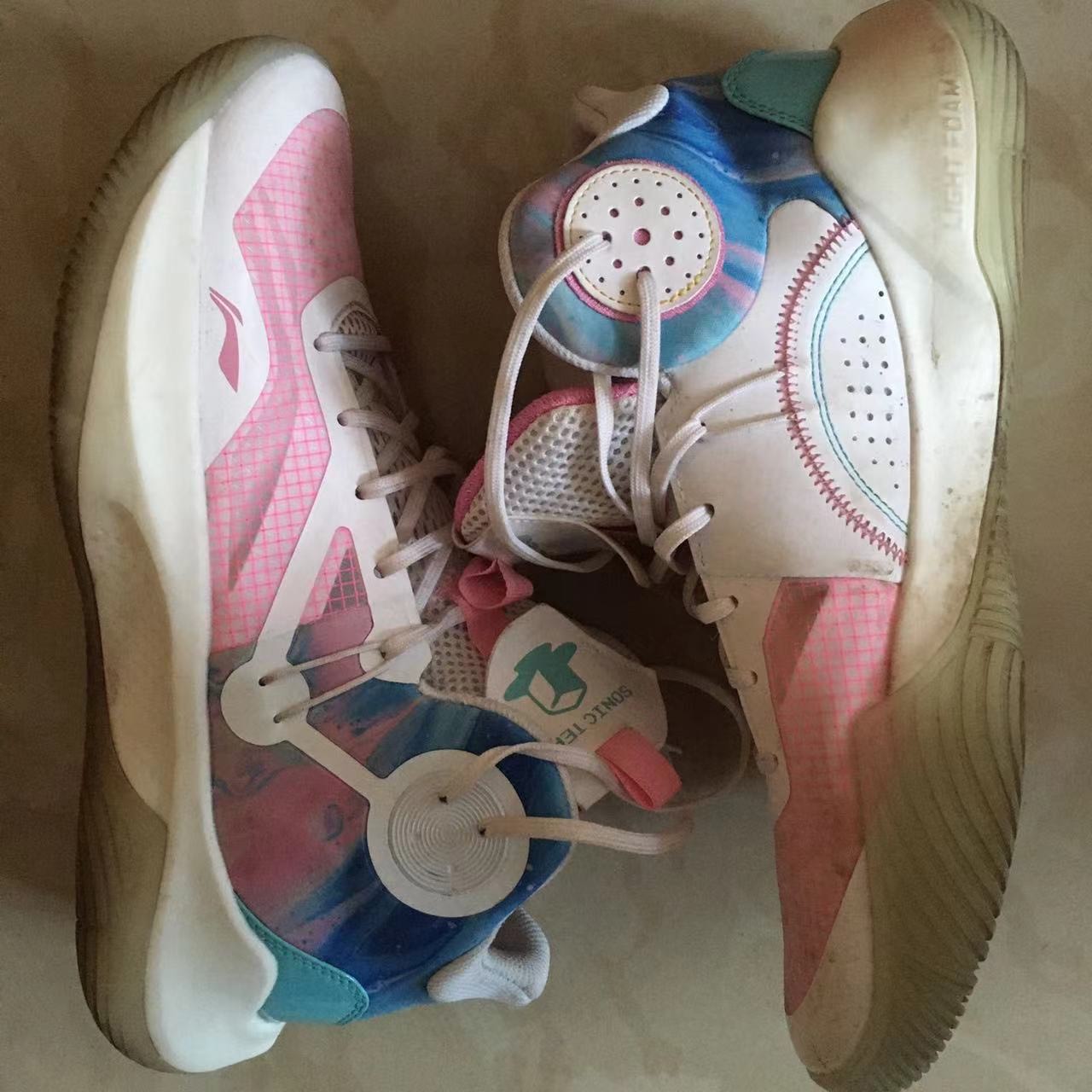 custom review-LINING Sonic 9 IX Team Mid Men's On Court Basketball Shoes   White/Pink/Blue