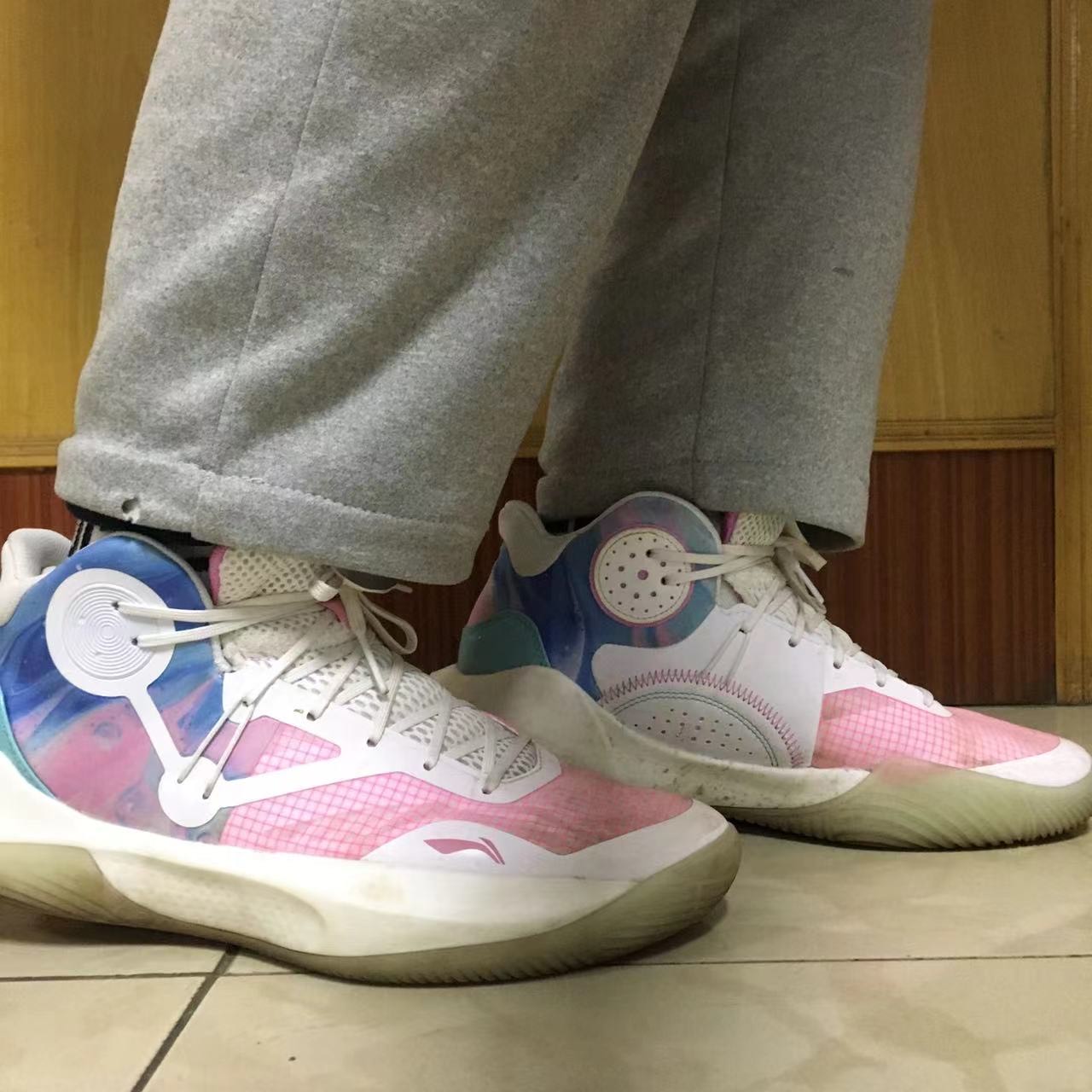 custom review-LINING Sonic 9 IX Team Mid Men's On Court Basketball Shoes   White/Pink/Blue