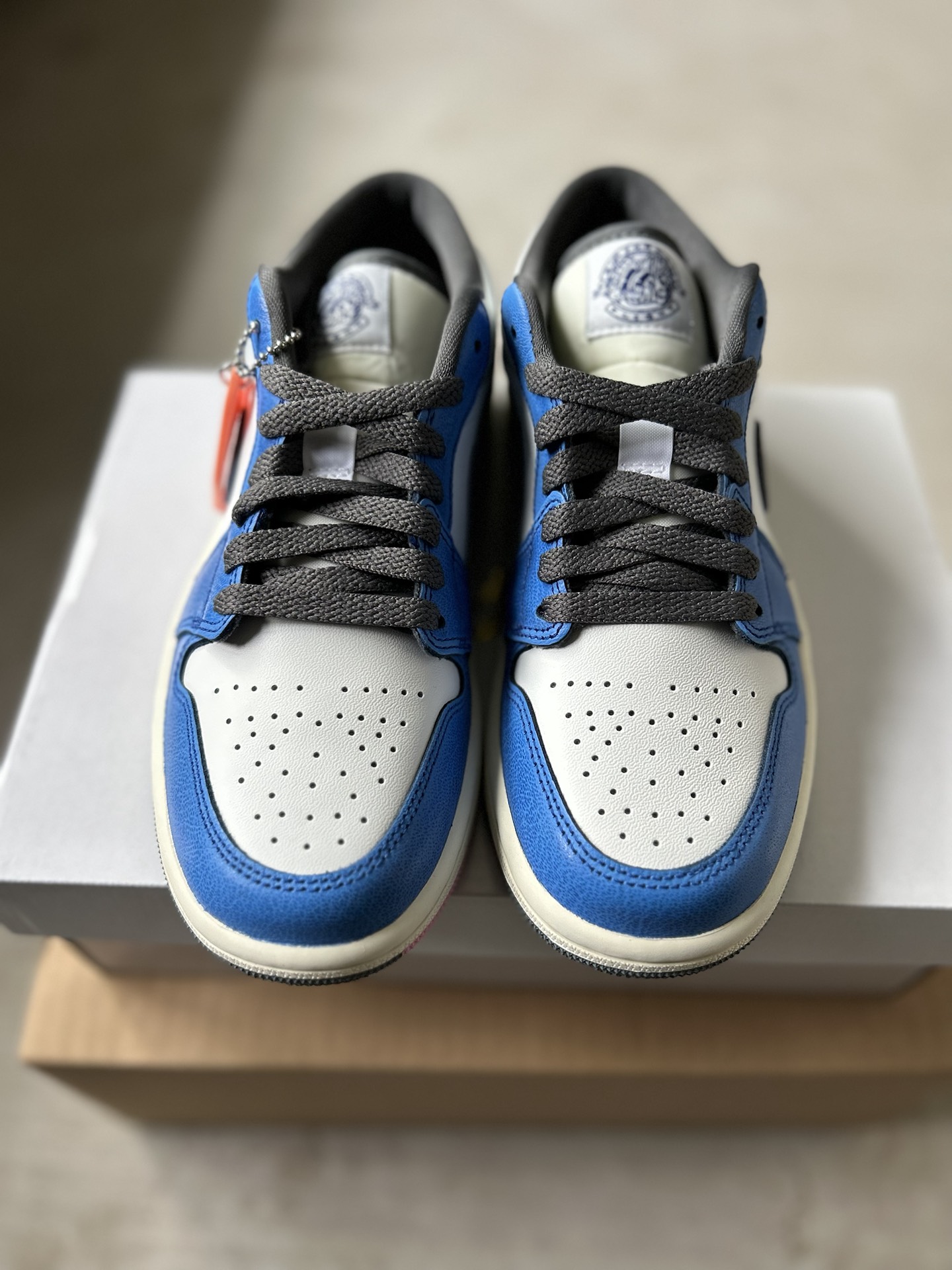 耐克air jordan 1 aj蓝白黑低帮运动鞋
