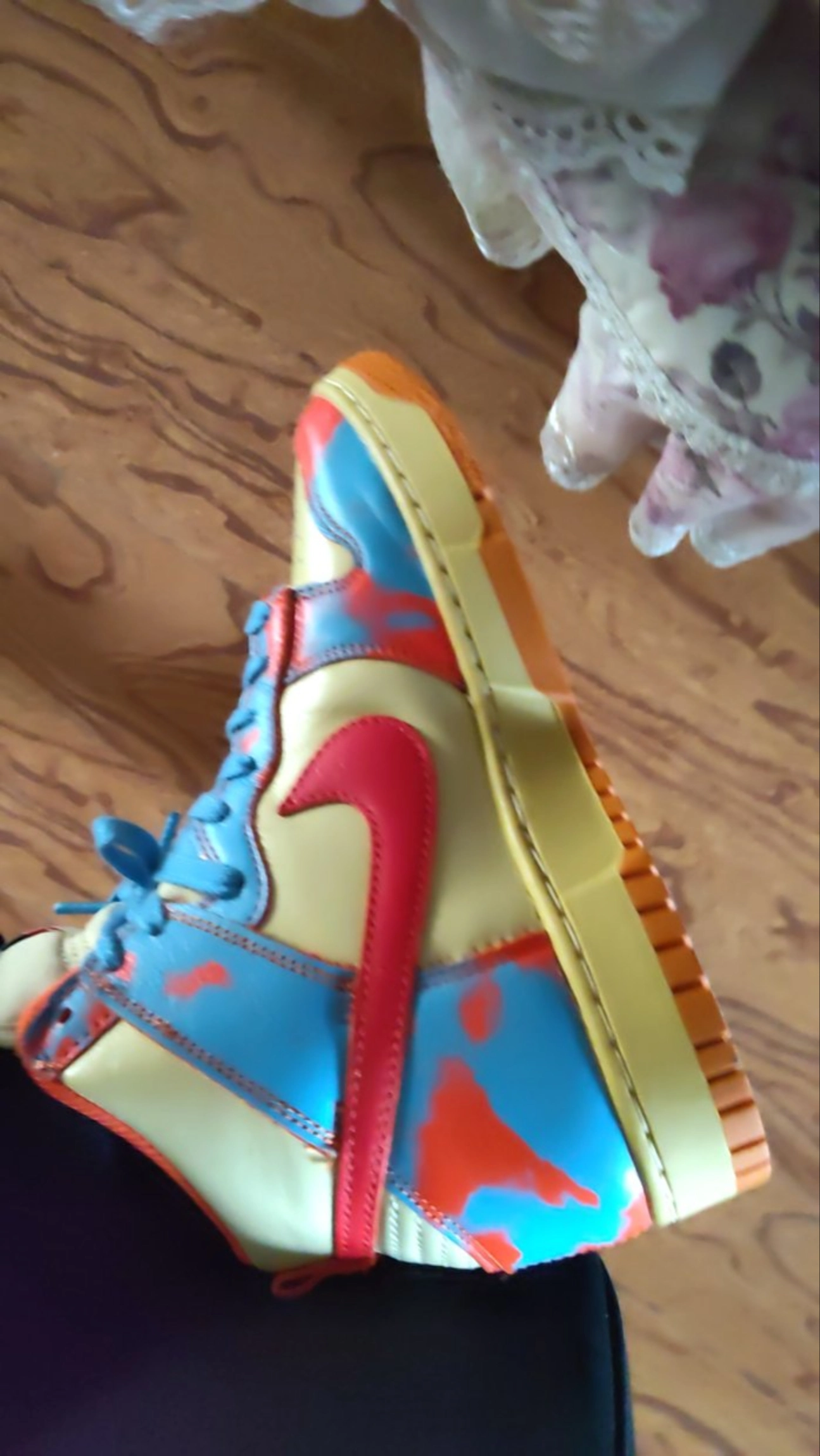 custom review-Nike Dunk High 1985 Высокие Кроссовки для скейтбординга Унисекс Синие Оранжевые ACID Wash