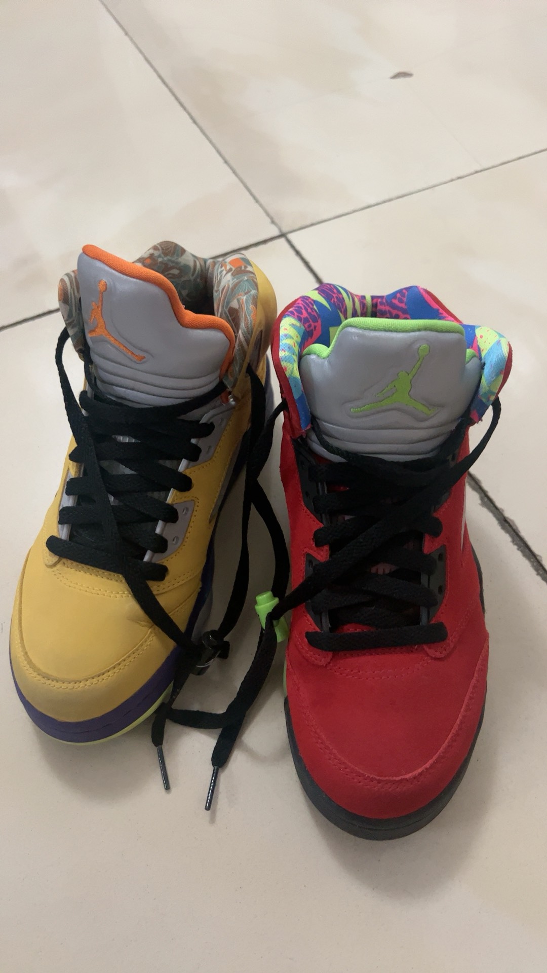 custom review-Jordan Air Jordan 5 Vintage Basketball Shoes Unisex High Top Red Yellow