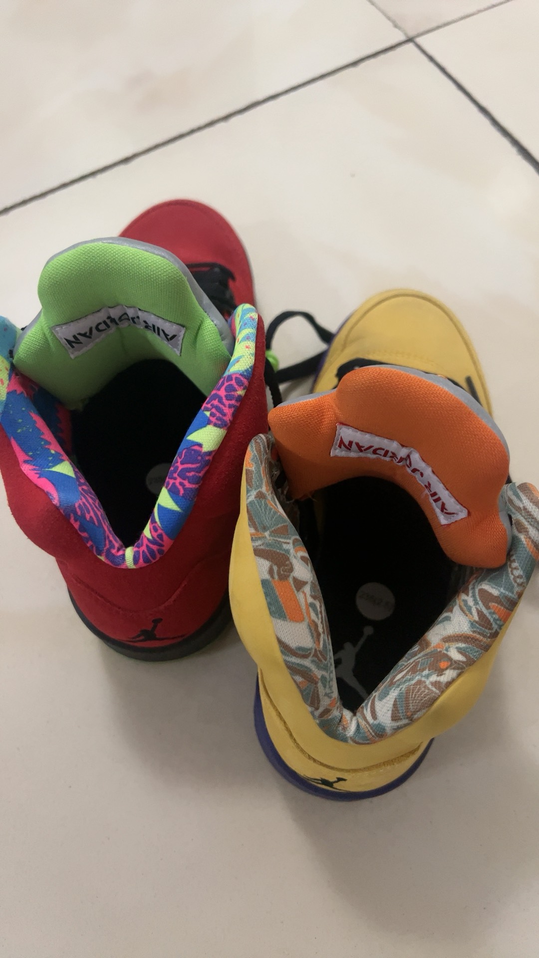 custom review-Jordan Air Jordan 5 Vintage Basketball Shoes Unisex High Top Red Yellow