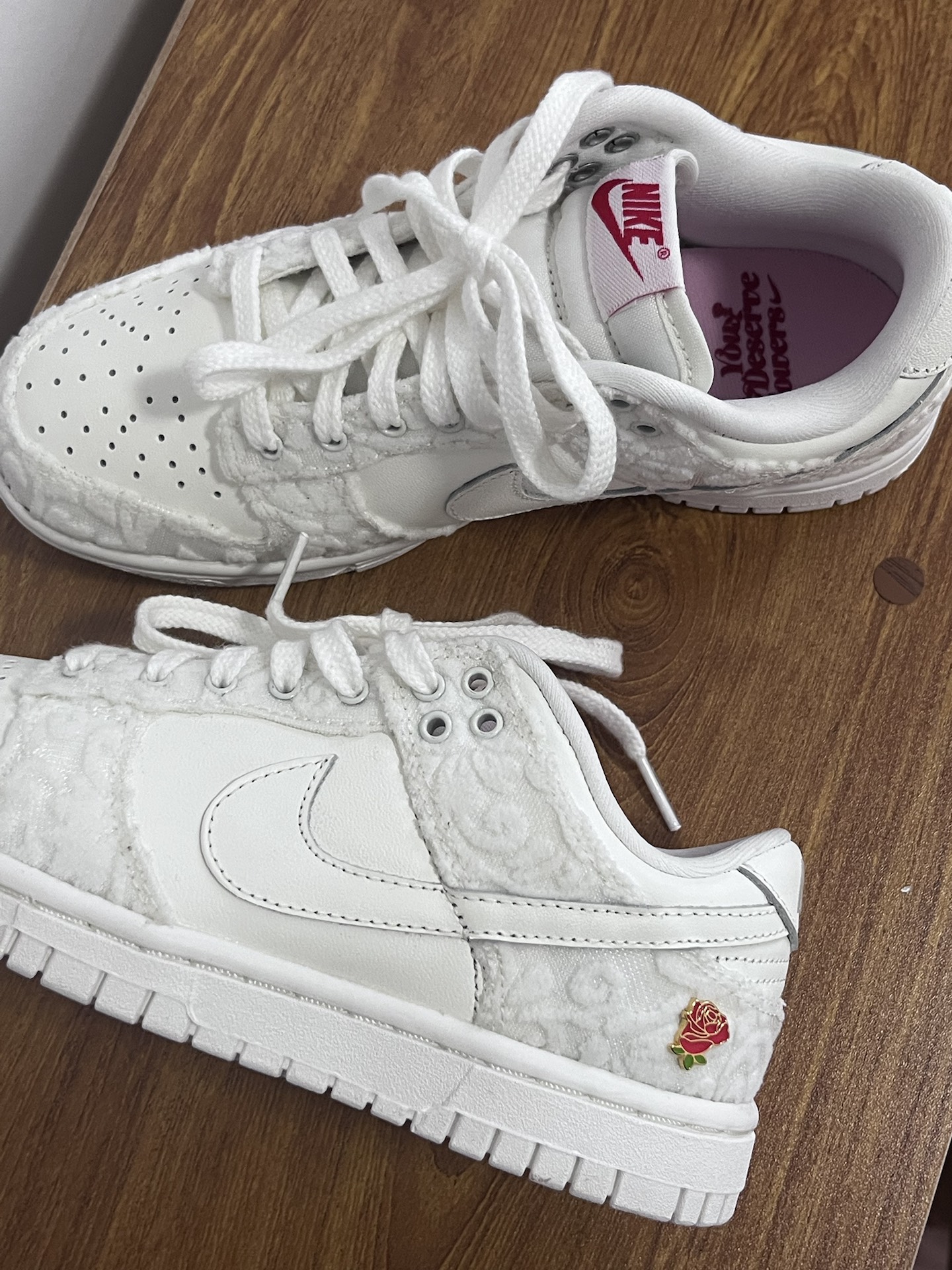 custom review-Nike Dunk Give HER Flowers Slip-Resistant Low Top Скейтборд Кроссовки Женские Белые