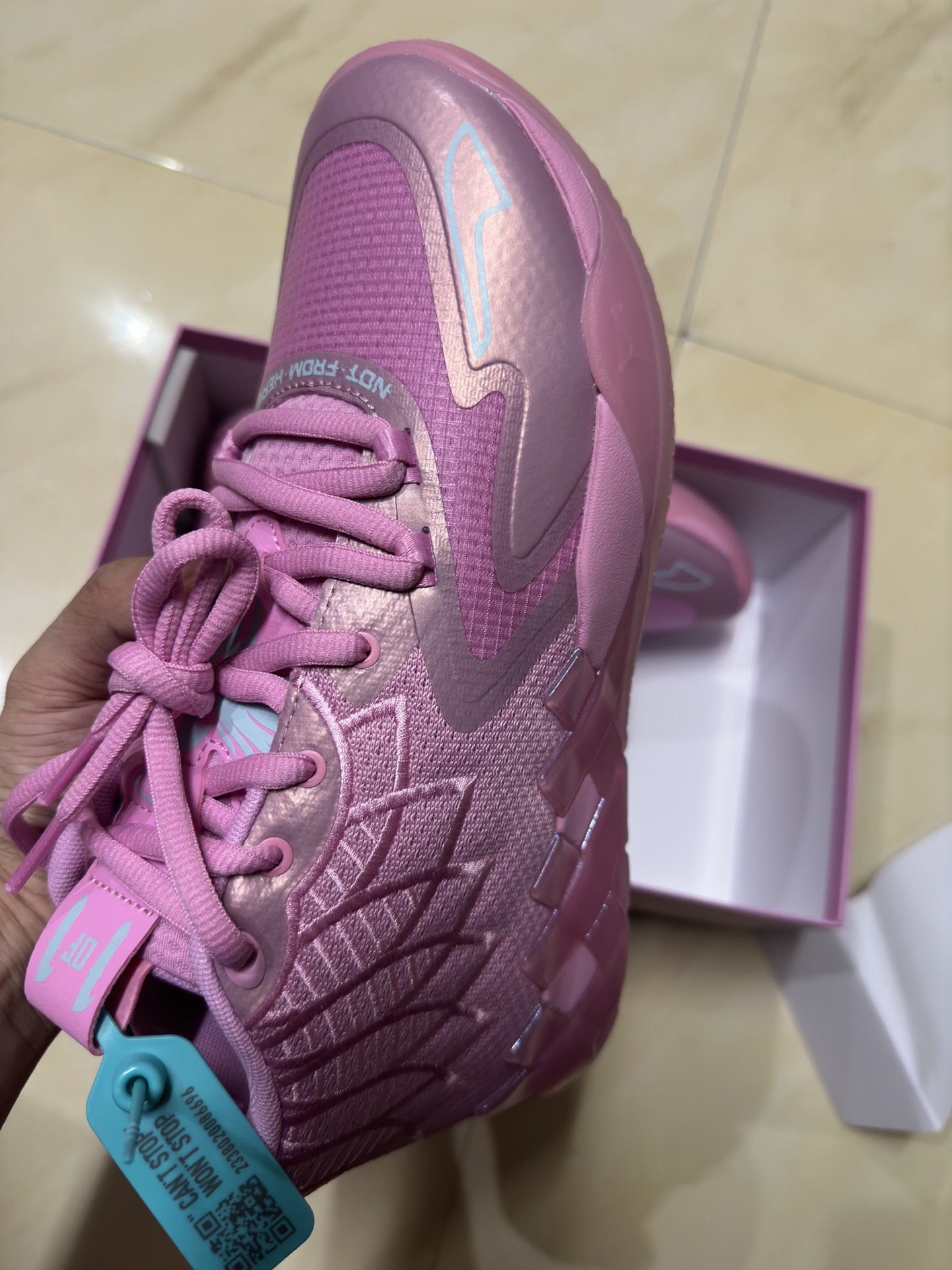 custom review-LAMELO BALL X PUMA MB.01 'Лиловый' Амортизация MID Топ Баскетбольные кроссовки Мужской Розовый