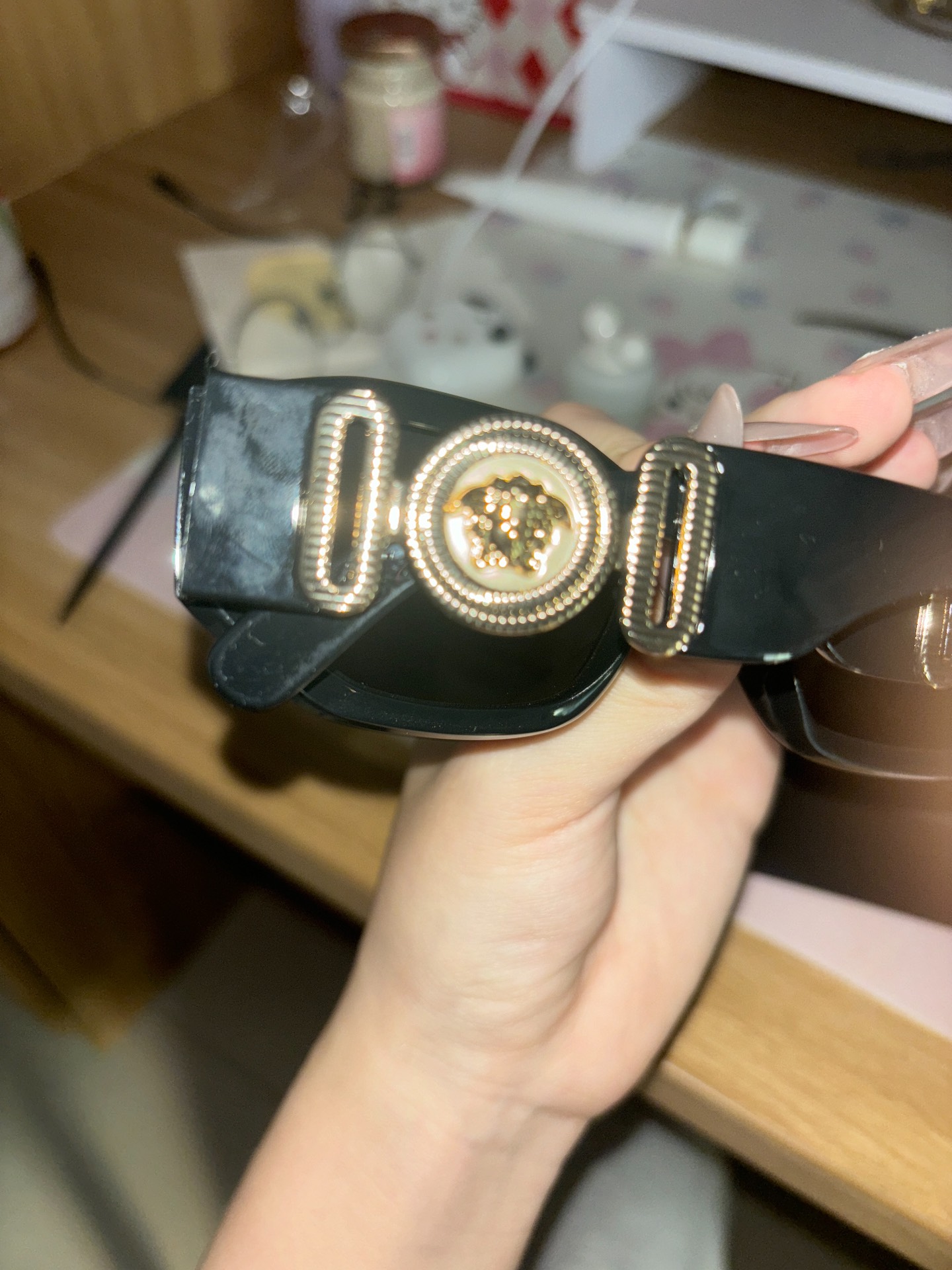 custom review-VERSACE Нерегулярная форма Солнцезащитные очки Унисекс Черный