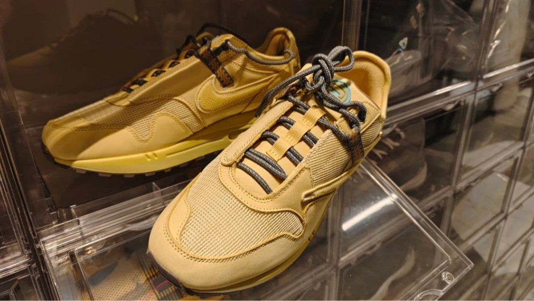 custom review-Travis Scott x Nike Air Max 1 Аbrasion Resistant Низкий Топ Повседневные Беговые кроссовки Унисекс Saturn Gold
