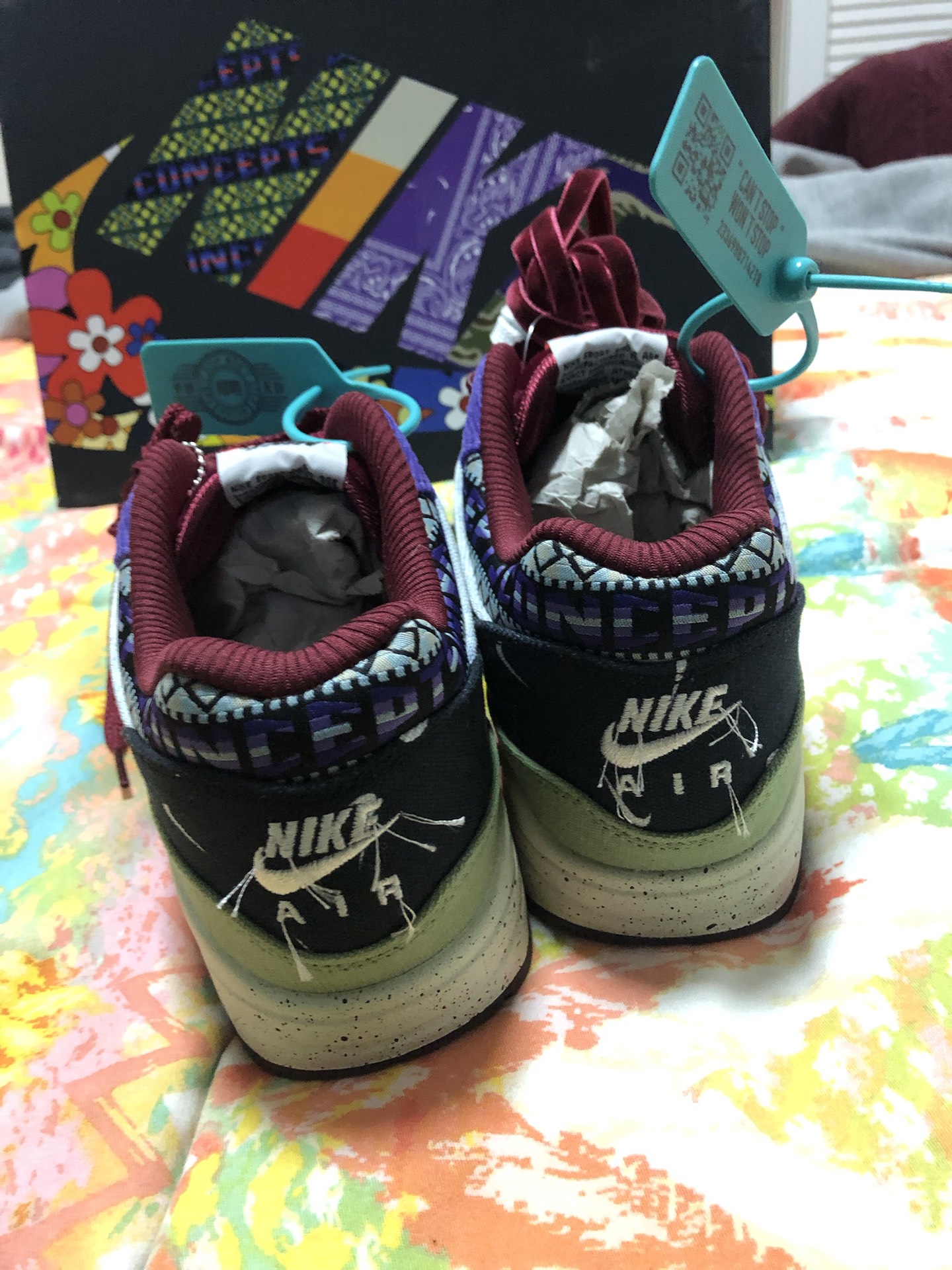 custom review-Concepts x Nike Air Max 1 Устойчивый к истиранию Низкий Топ Air Cushion Повседневные Беговые кроссовки Унисекс Синий Зеленый