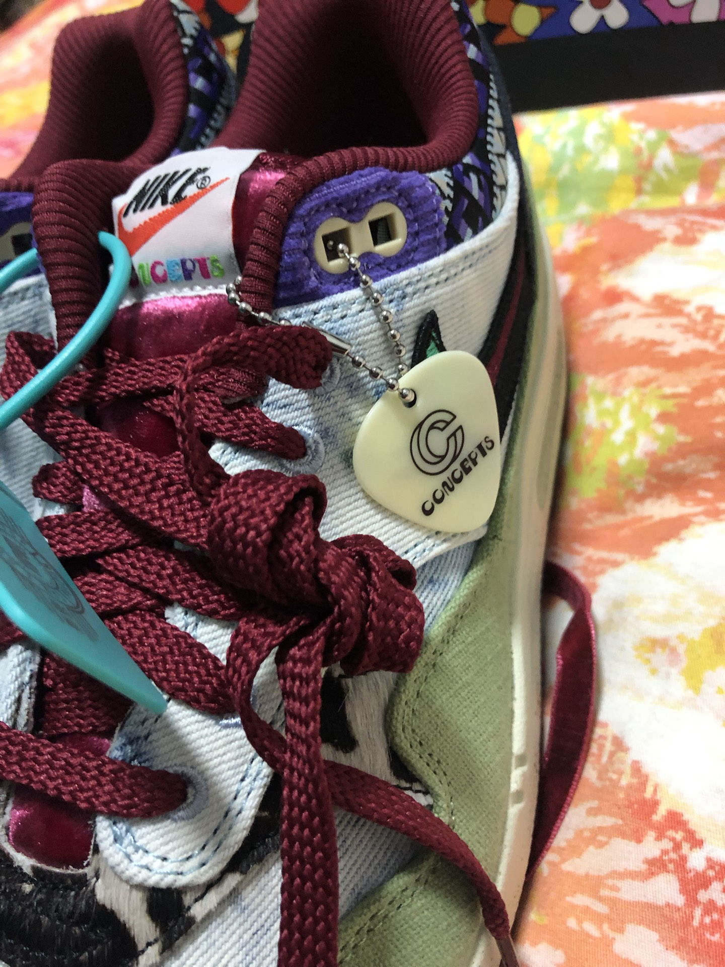 custom review-Concepts x Nike Air Max 1 Устойчивый к истиранию Низкий Топ Air Cushion Повседневные Беговые кроссовки Унисекс Синий Зеленый