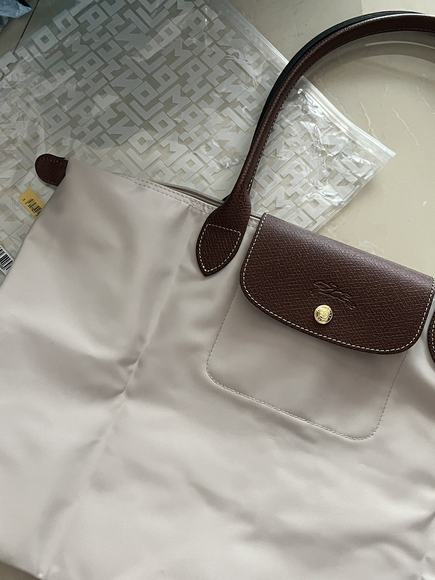 custom review-LONGCHAMP Холст Сумка для покупок Пельмени Сумка Плечевая Сумка Большая Женская Бумага Цвет