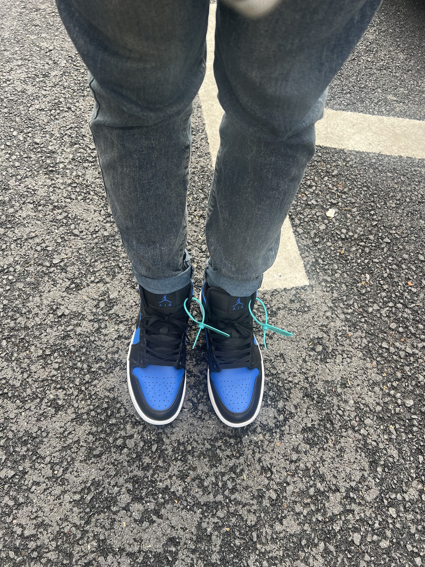 custom review-Jordan Air Jordan 1 MID 'Черный Королевский' MID Топ Винтажные баскетбольные кроссовки Мужской Синий черный