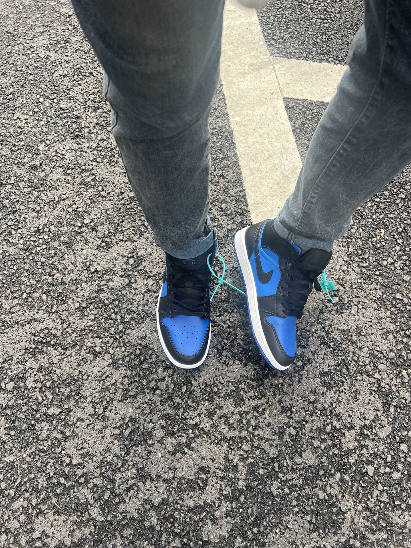 custom review-Jordan Air Jordan 1 MID 'Черный Королевский' MID Топ Винтажные баскетбольные кроссовки Мужской Синий черный