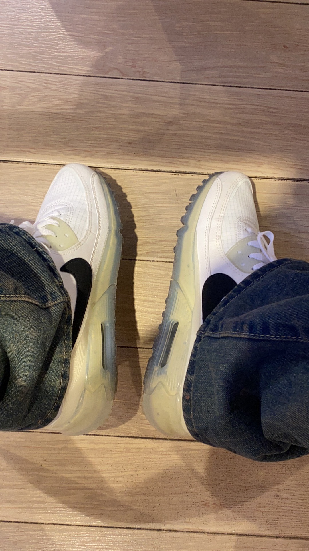 custom review-Nike Air Max 90 Устойчивый к истиранию Низкий Топ Повседневные Беговые кроссовки Унисекс Экрю Переработанный материал