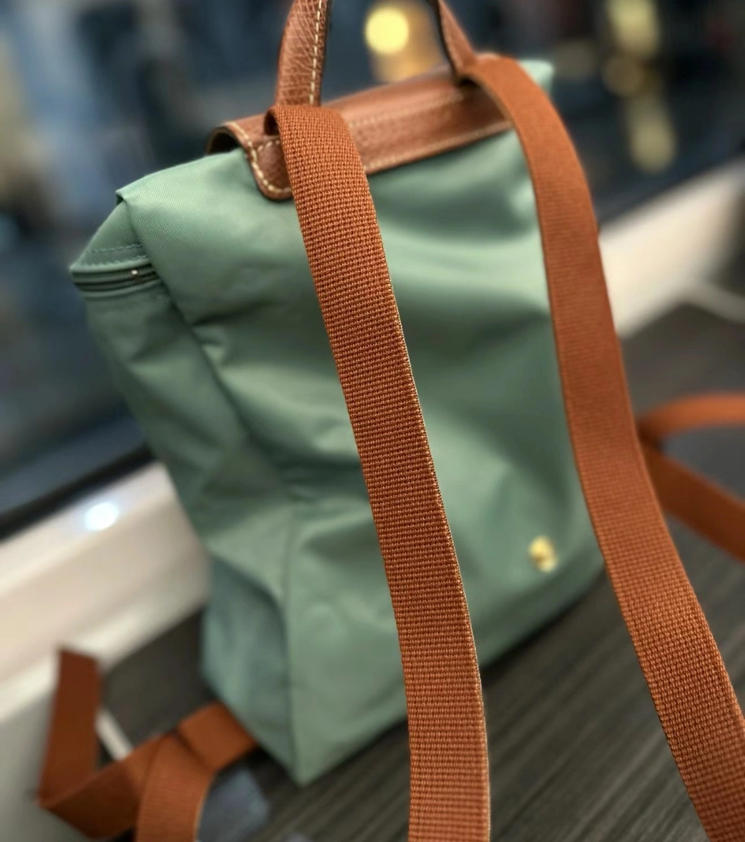 custom review-LONGCHAMP Le Pliage Холст Рюкзак Средний Женский Шалфей Зеленый