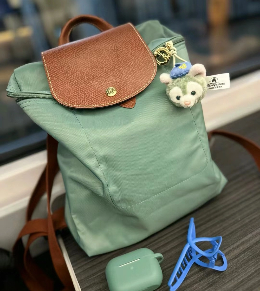custom review-LONGCHAMP Le Pliage Холст Рюкзак Средний Женский Шалфей Зеленый