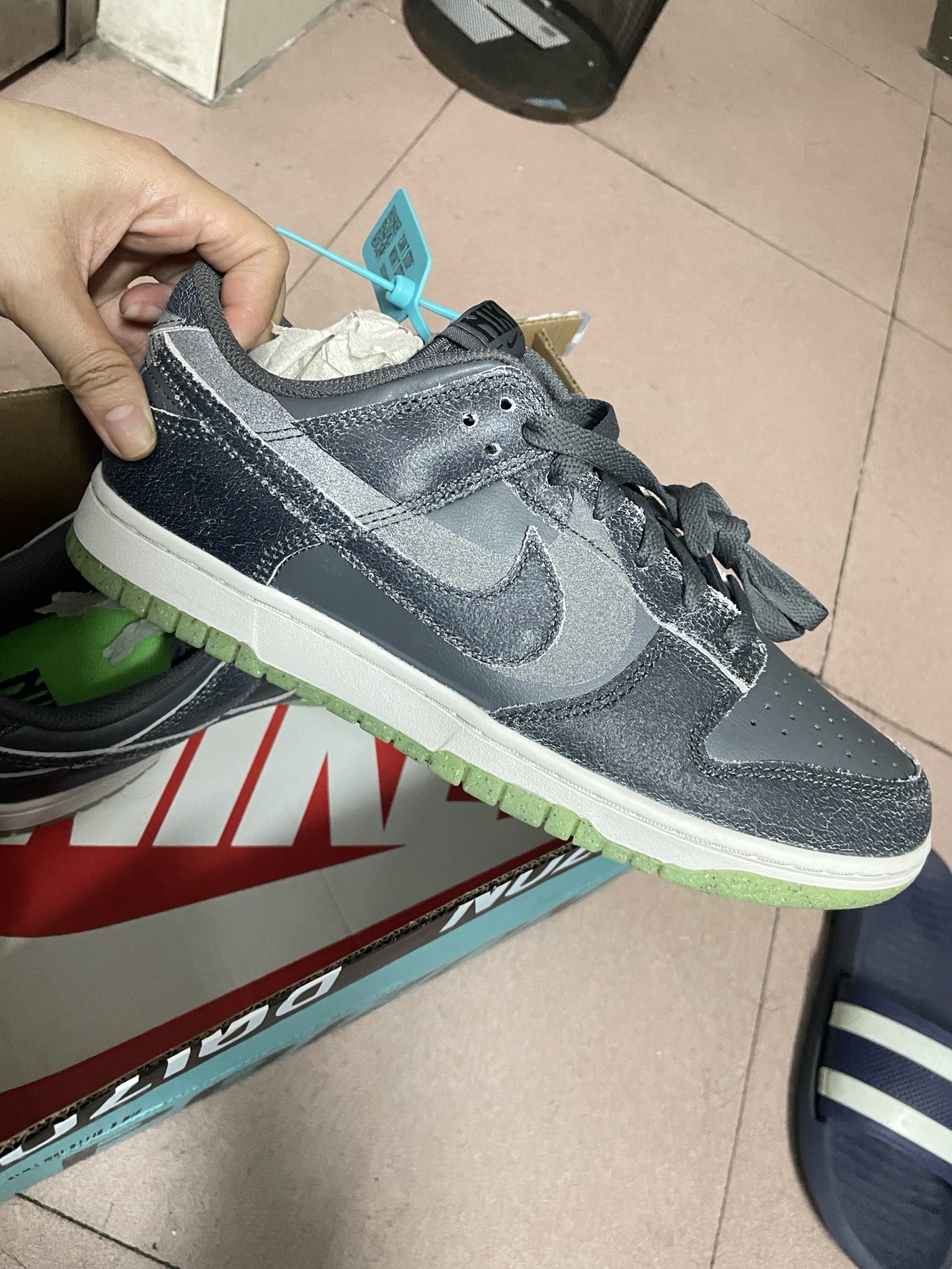 custom review-Nike Dunk Prm 'Хэллоуин' Low Топ Скейтборд Кроссовки Мужские Серый Зеленый