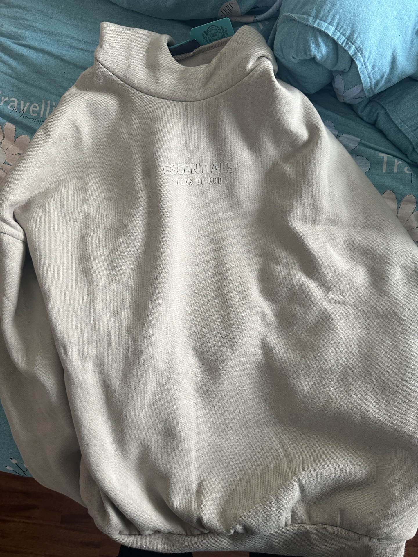 custom review-Fear of God ESSENTIALS Свитшот Мужской Дымчатый Облако Серый Серебряный Облако