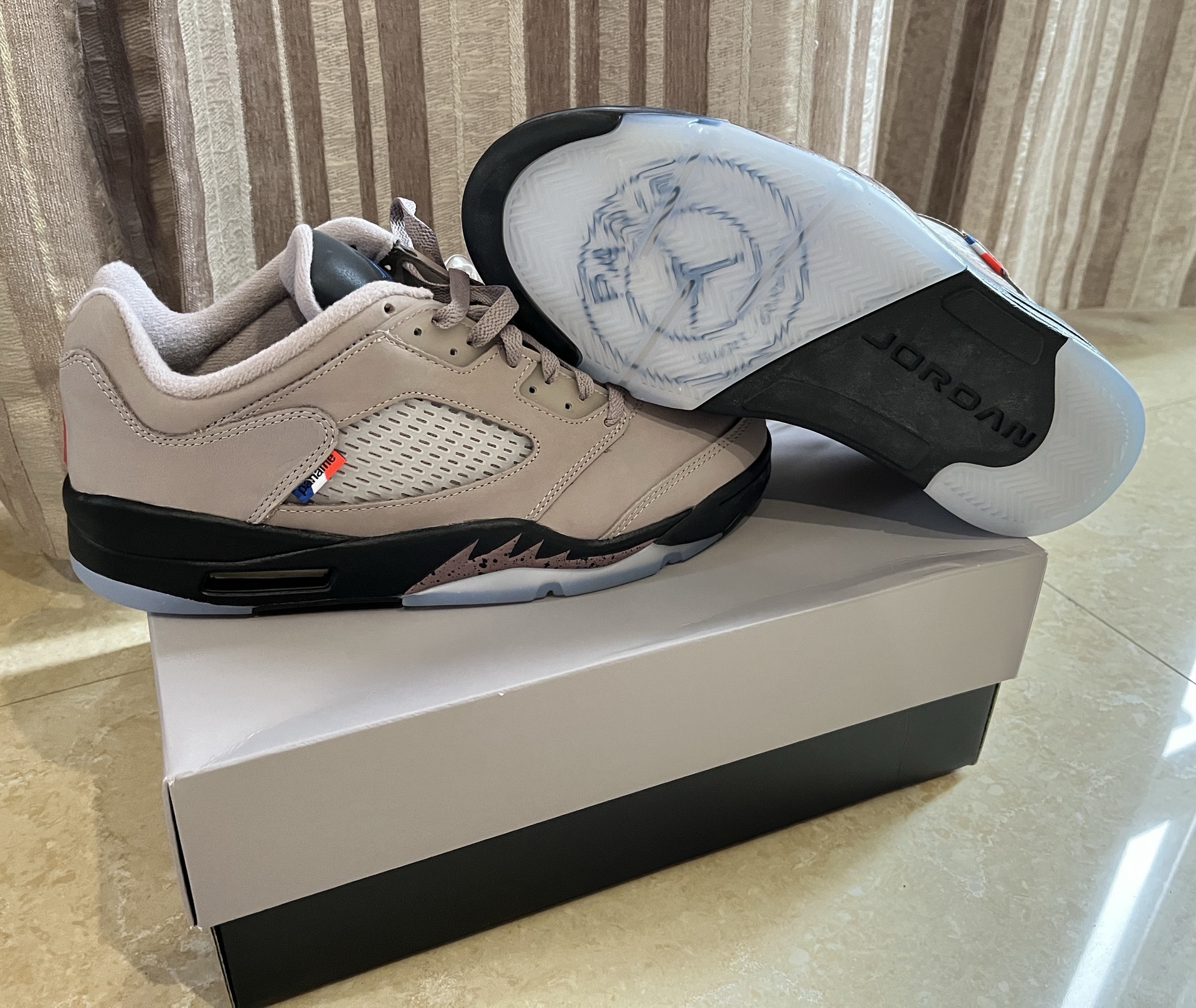 custom review-Jordan Air Jordan 5 Retro Low 'PSG' Low Top Винтажные баскетбольные кроссовки Унисекс Серый Коричневый