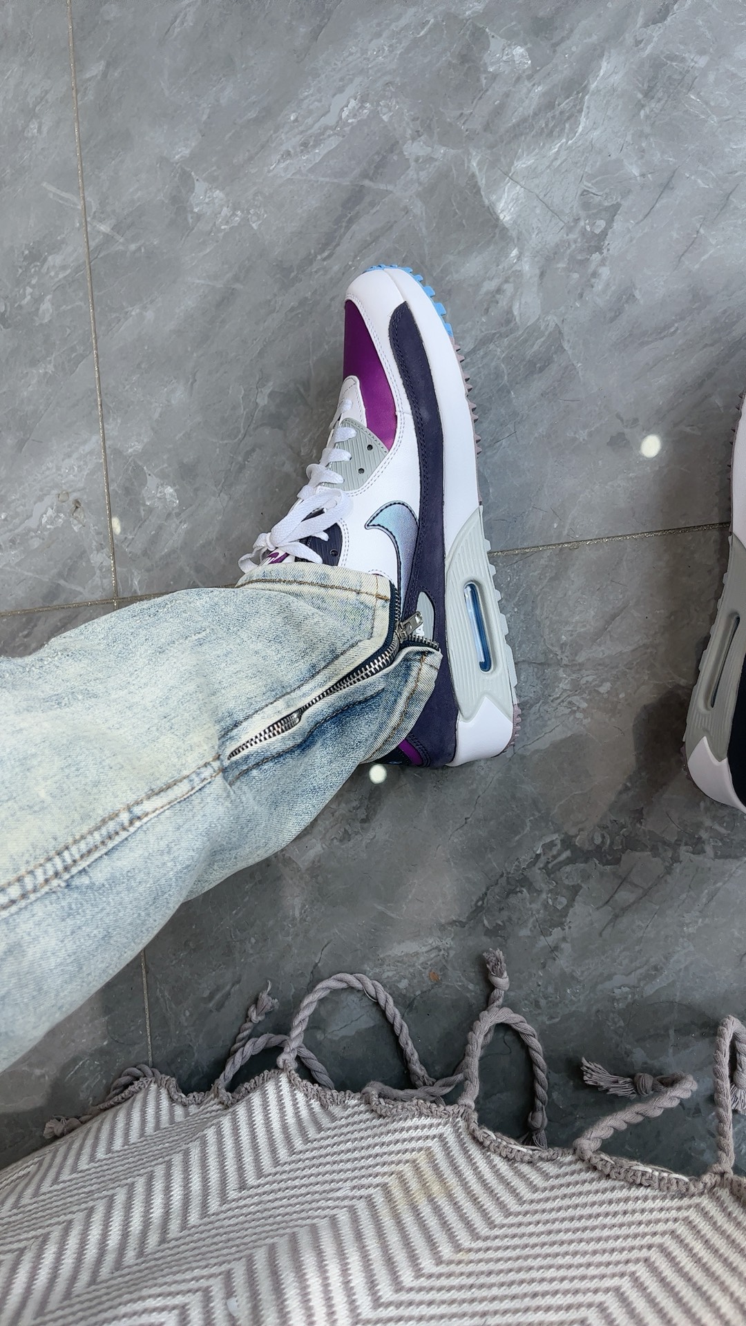 custom review-Nike Air Max 90 г NRG Classic Vintage Low Топ Кэжуал Унисекс Фиолетовый Серый Черный