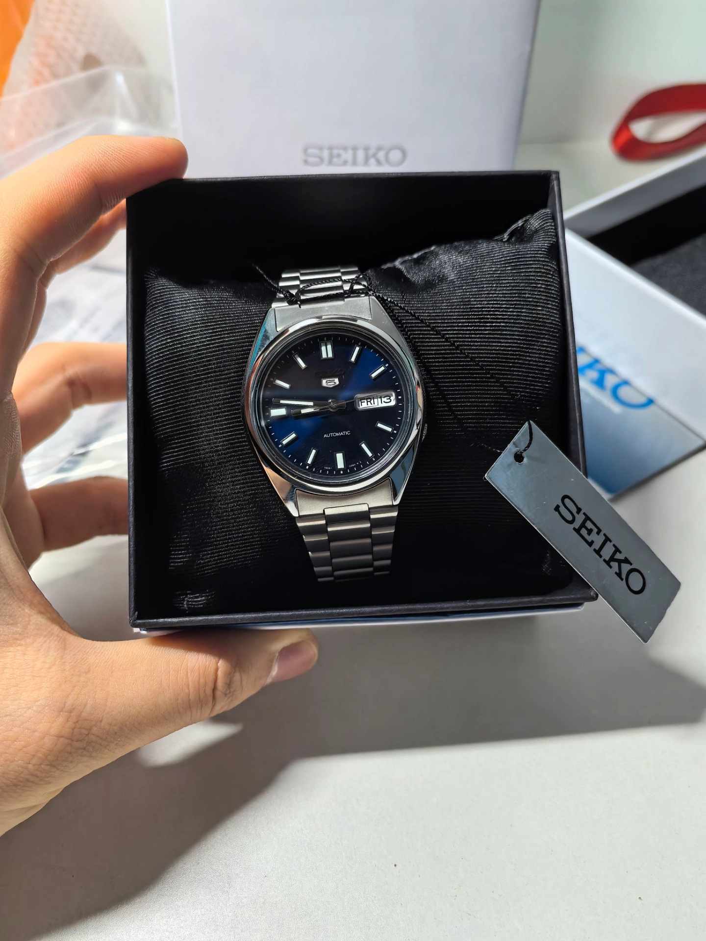 custom review-Seiko 5 Автоматический Механический Механизм Нержавеющая Сталь Ремешок Часы Мужские Часы Синий Циферблат