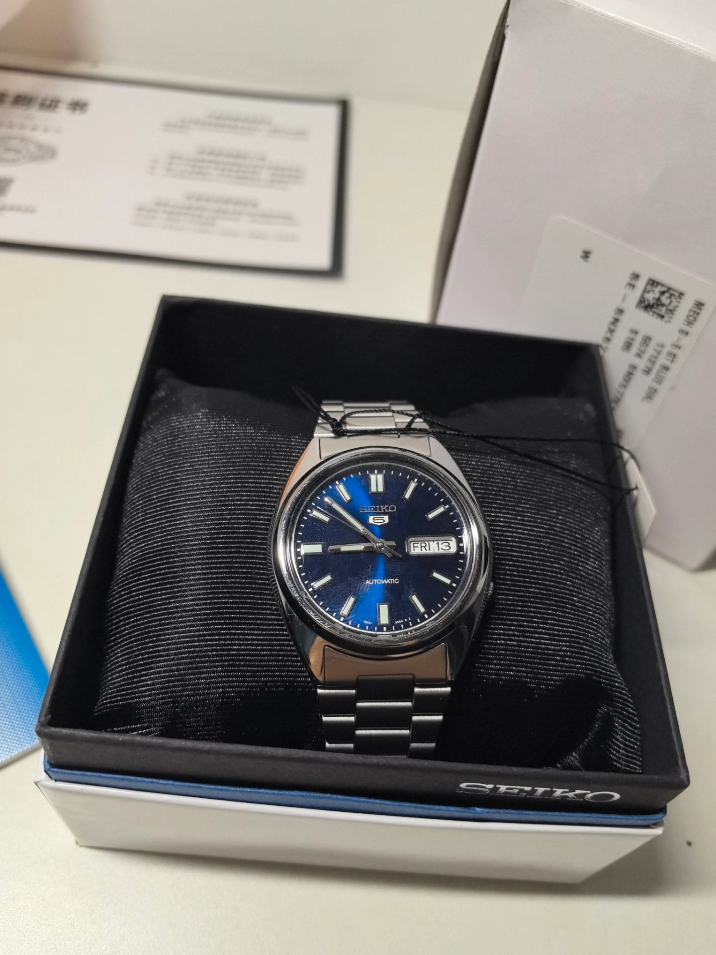 custom review-Seiko 5 Автоматический Механический Механизм Нержавеющая Сталь Ремешок Часы Мужские Часы Синий Циферблат