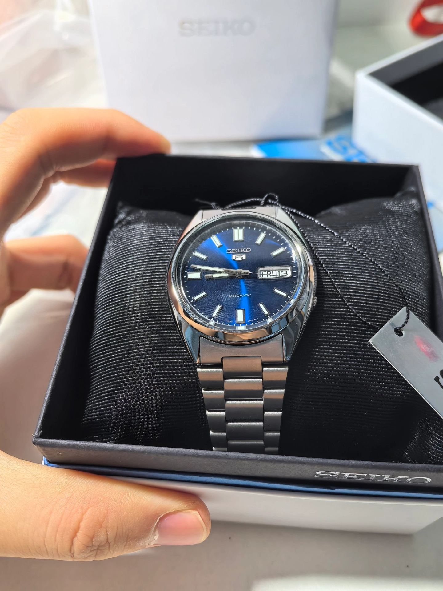 custom review-Seiko 5 Автоматический Механический Механизм Нержавеющая Сталь Ремешок Часы Мужские Часы Синий Циферблат