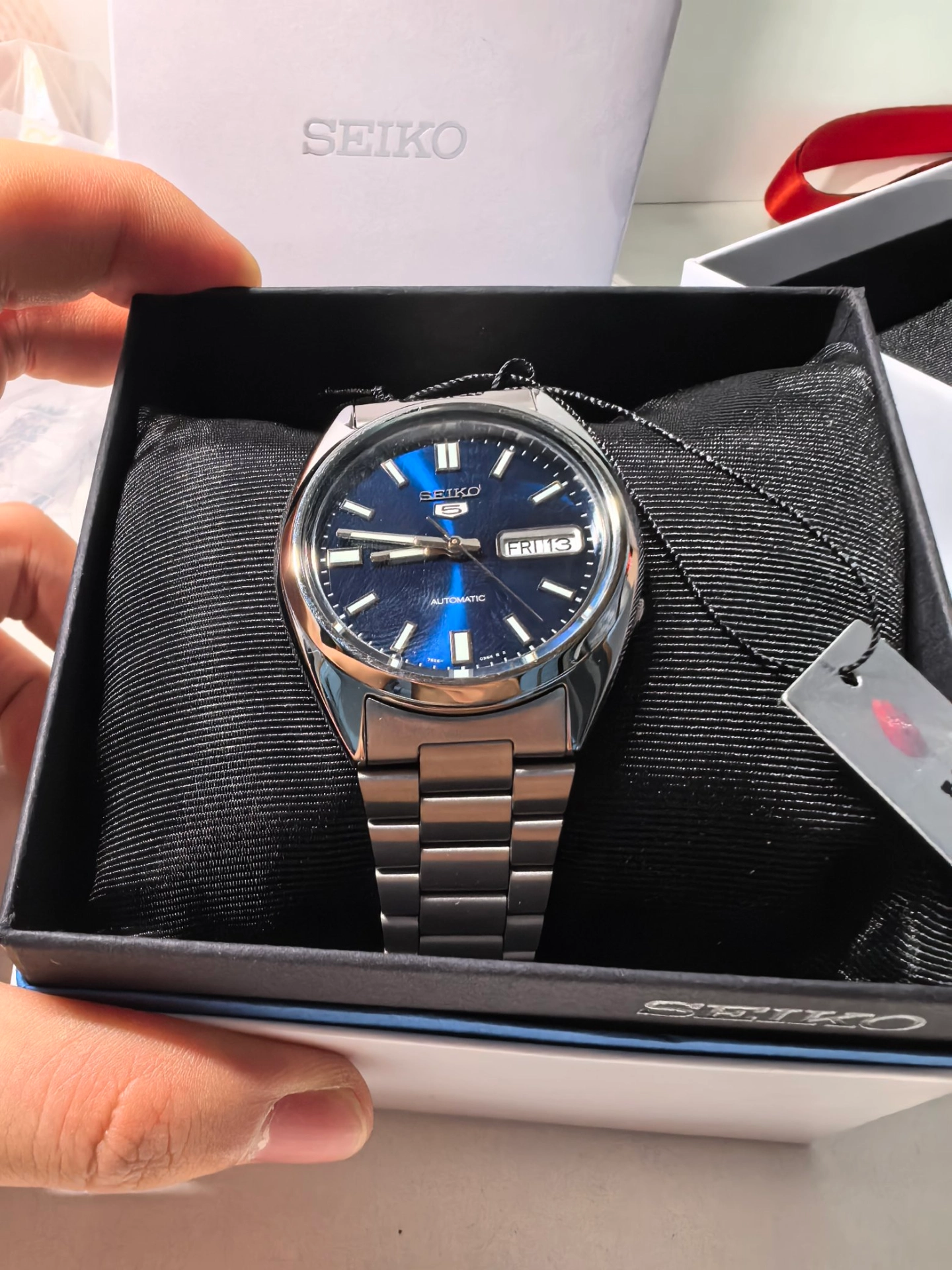 custom review-Seiko 5 Автоматический Механический Механизм Нержавеющая Сталь Ремешок Часы Мужские Часы Синий Циферблат