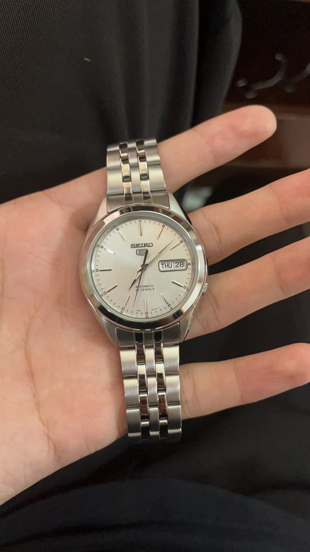 custom review-SEIKO Seiko5 Автоматический Механический Механизм Нержавеющая Сталь Ремешок Часы Мужские Серебристый Циферблат