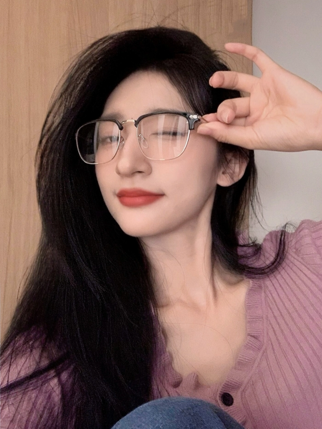 这个半框眼镜真的很适合女生!