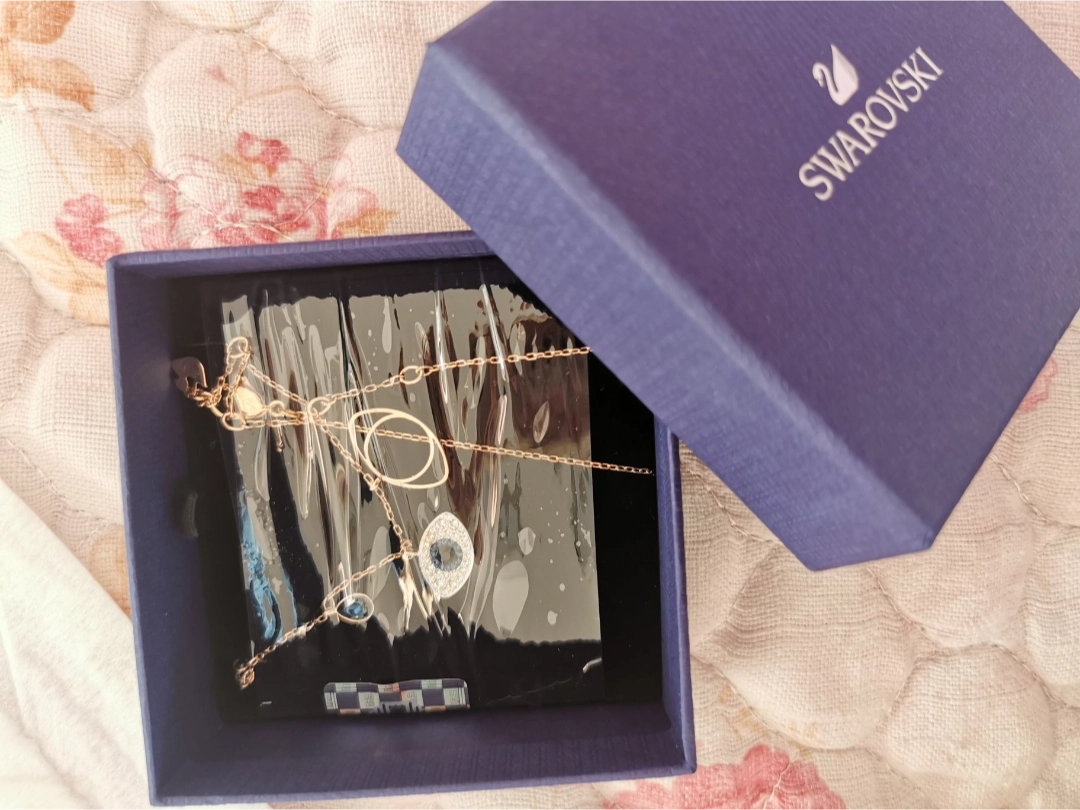 custom review-Swarovski Розовое золото Ожерелья Женские Синий