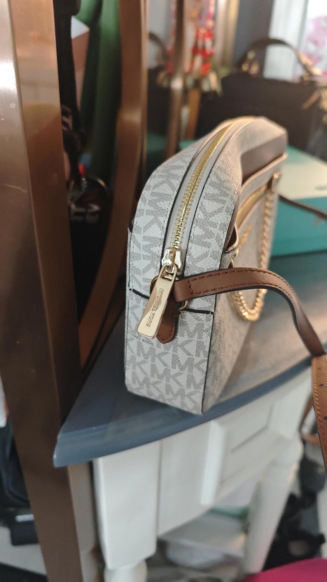 custom review-MICHAEL KORS с коровьей кожей и сумка для камеры из ПВХ сумка через плечо большая женская сумка ванильный цвет