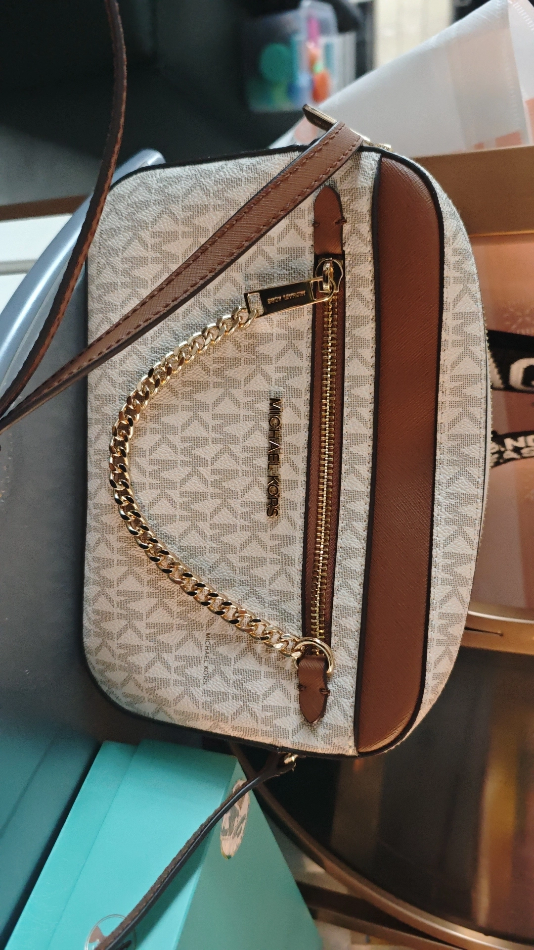 custom review-MICHAEL KORS с коровьей кожей и сумка для камеры из ПВХ сумка через плечо большая женская сумка ванильный цвет