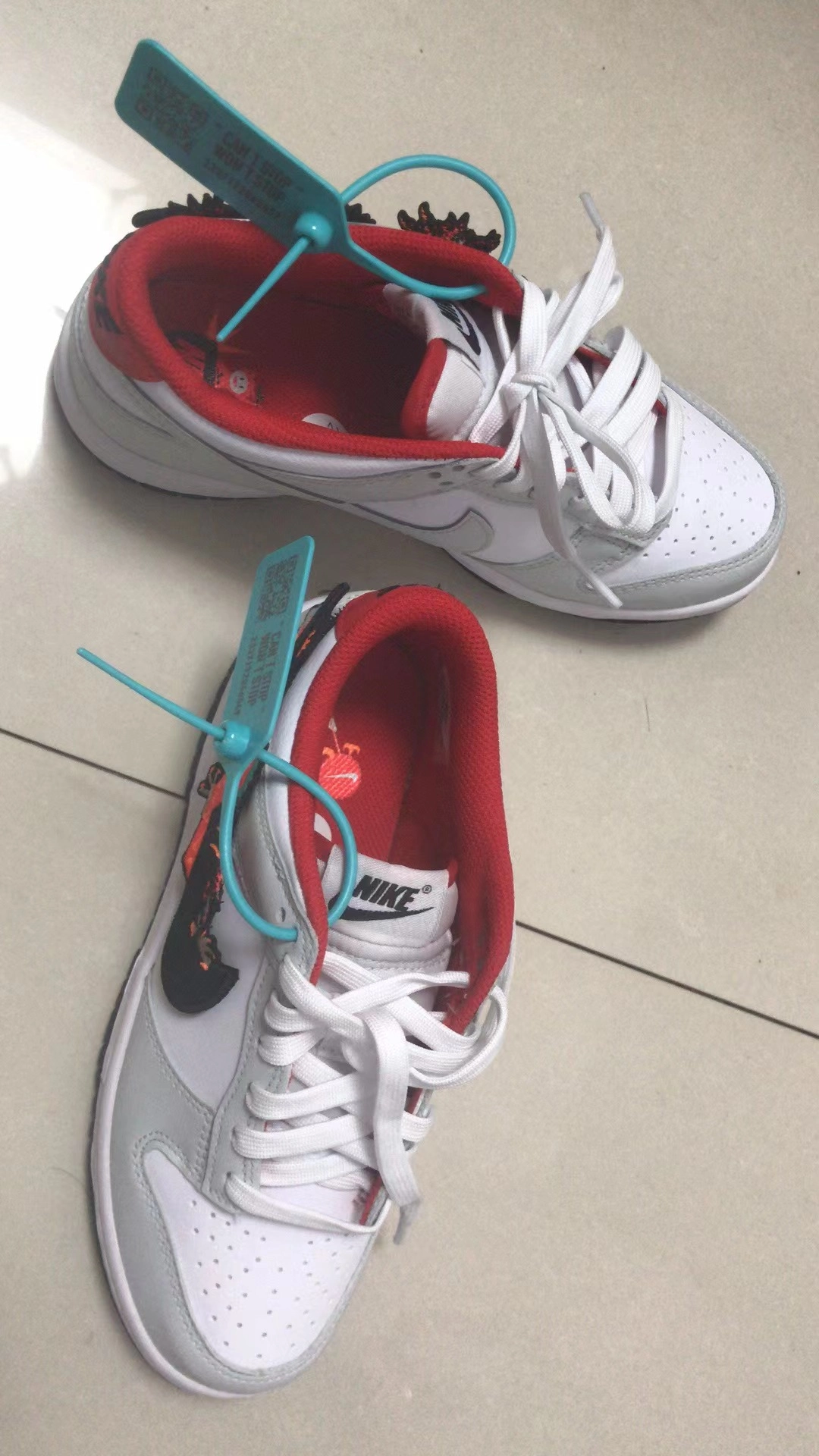 custom review-Nike Dunk 'Год дракона' Slip-resistant Low Top Детские Скейтбординги Серый