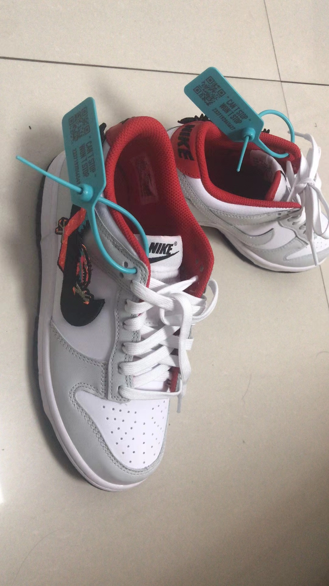 custom review-Nike Dunk 'Год дракона' Slip-resistant Low Top Детские Скейтбординги Серый