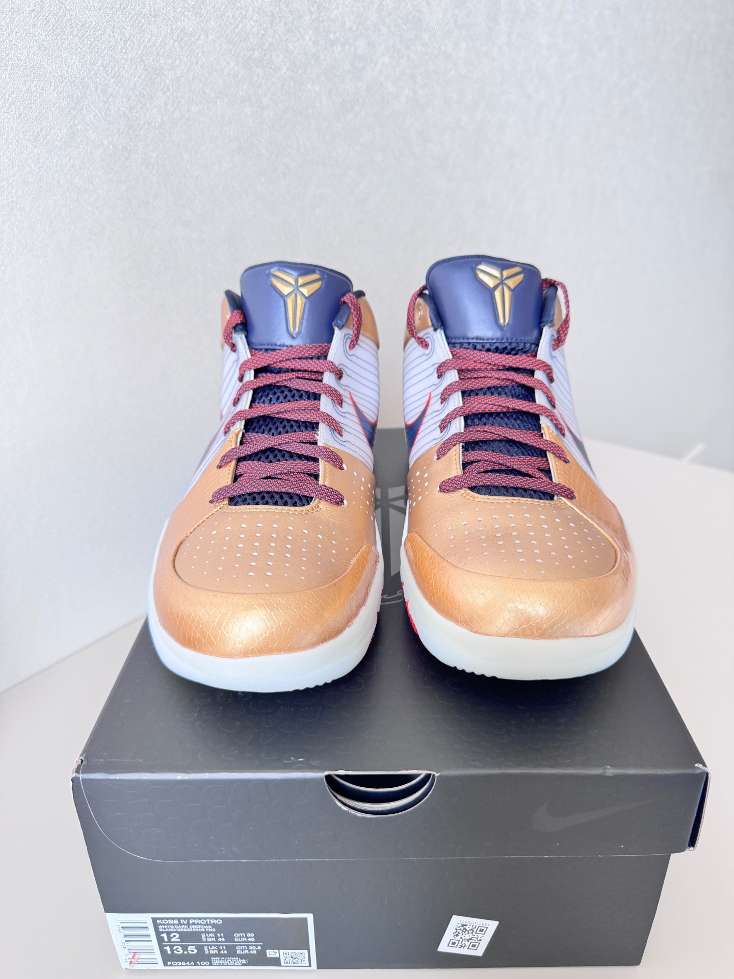 custom review-Nike Zoom Kobe 4 Protro 'Золотой Медаль' Низкие Баскетбольные Кроссовки Унисекс Белый Черный Золото