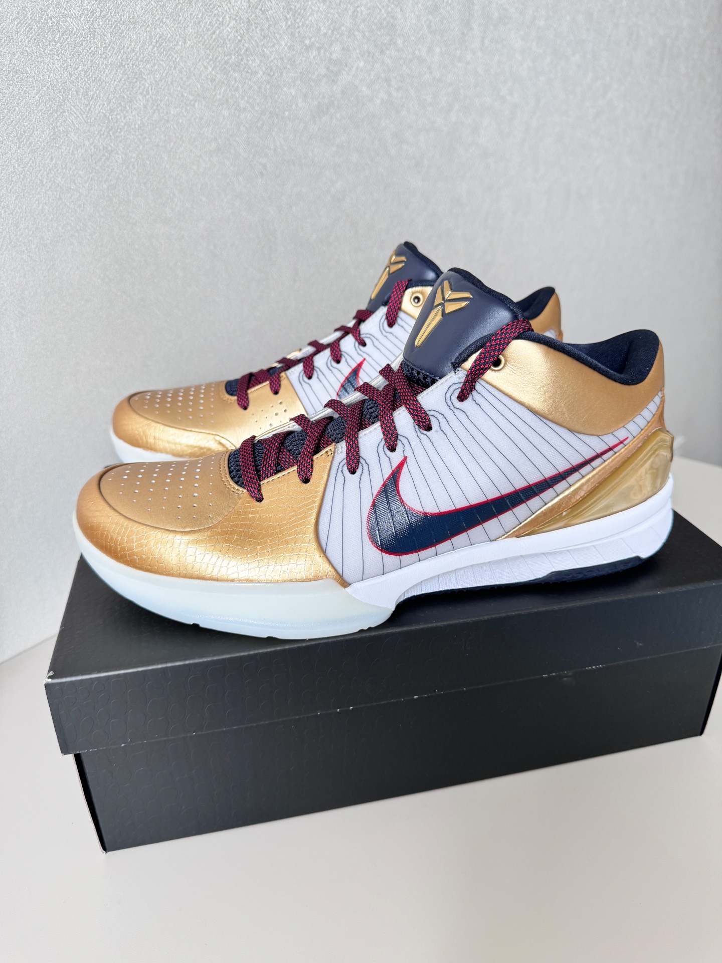 custom review-Nike Zoom Kobe 4 Protro 'Золотой Медаль' Низкие Баскетбольные Кроссовки Унисекс Белый Черный Золото