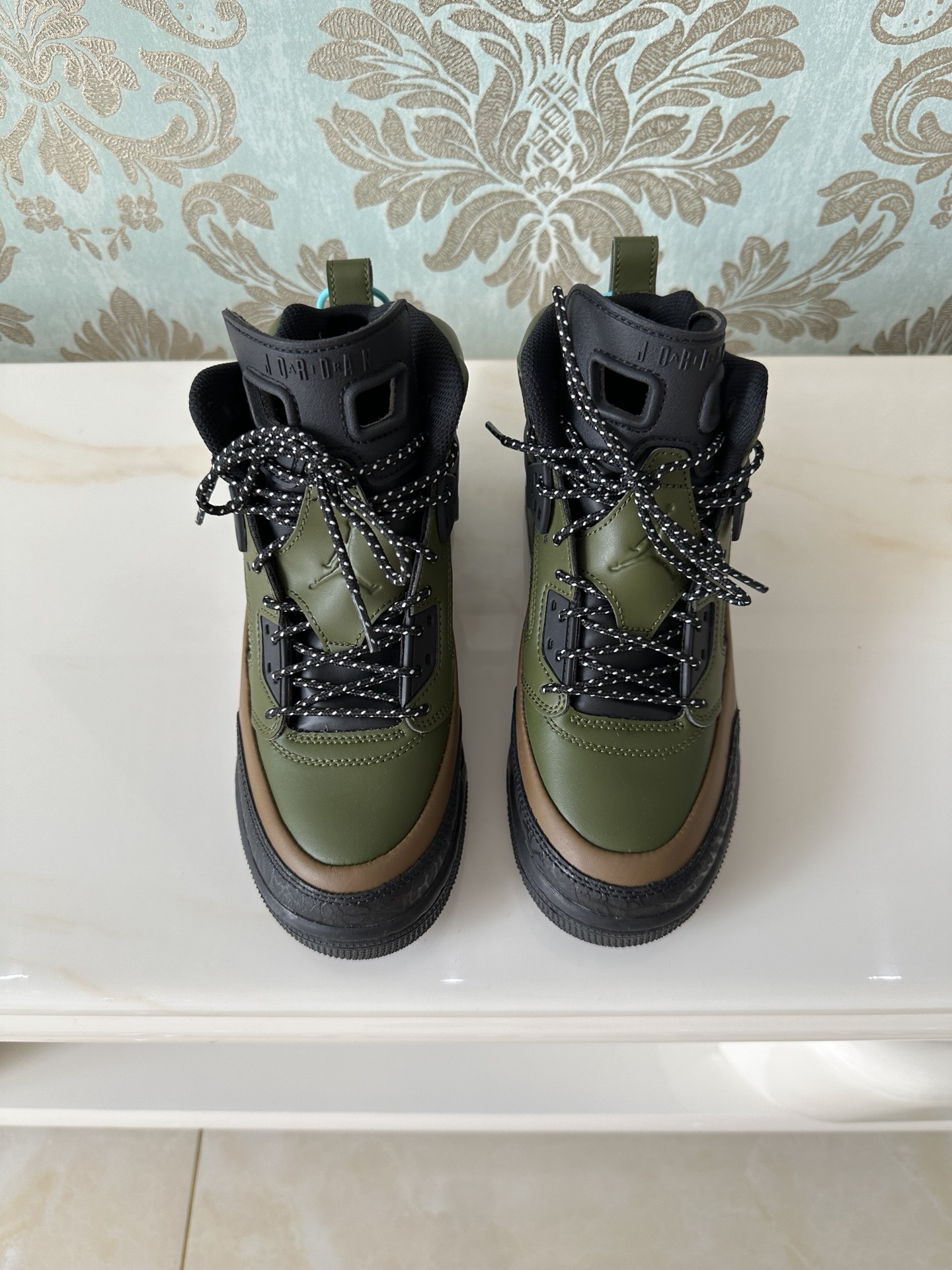 custom review-Джордан Spizike WINTERIZED Slip-Resistant High Top Детские Баскетбольные Кроссовки Оливково-Зеленый