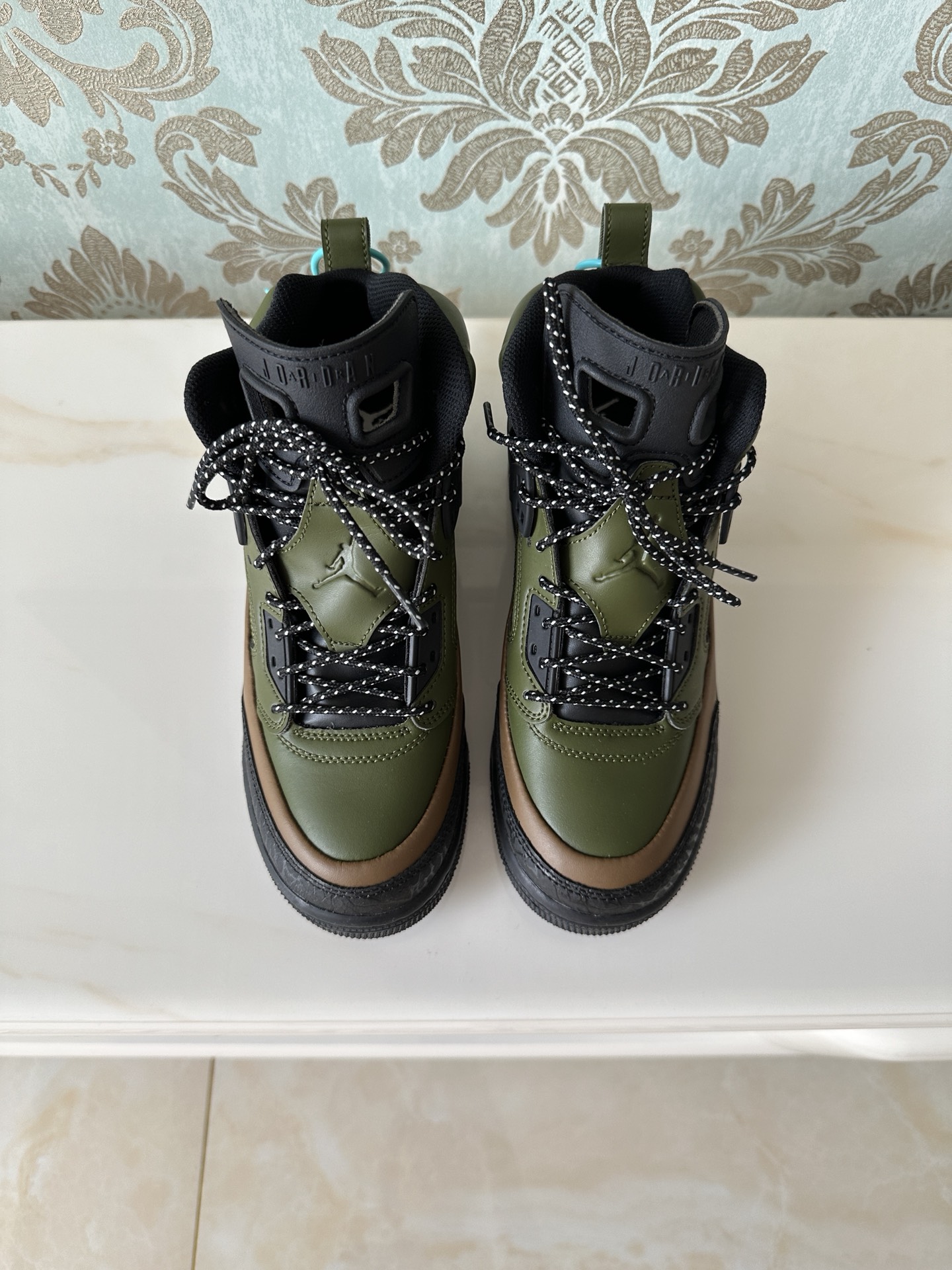 custom review-Джордан Spizike WINTERIZED Slip-Resistant High Top Детские Баскетбольные Кроссовки Оливково-Зеленый