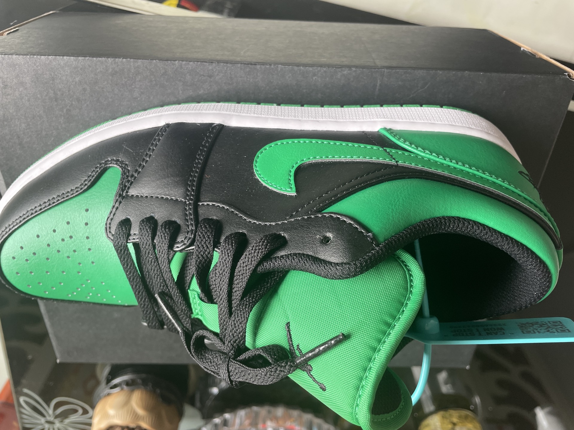 custom review-Jordan Air Jordan 1 Low 'Lucky Green' Low Top Винтажные баскетбольные кроссовки Мужские Зеленые Черные