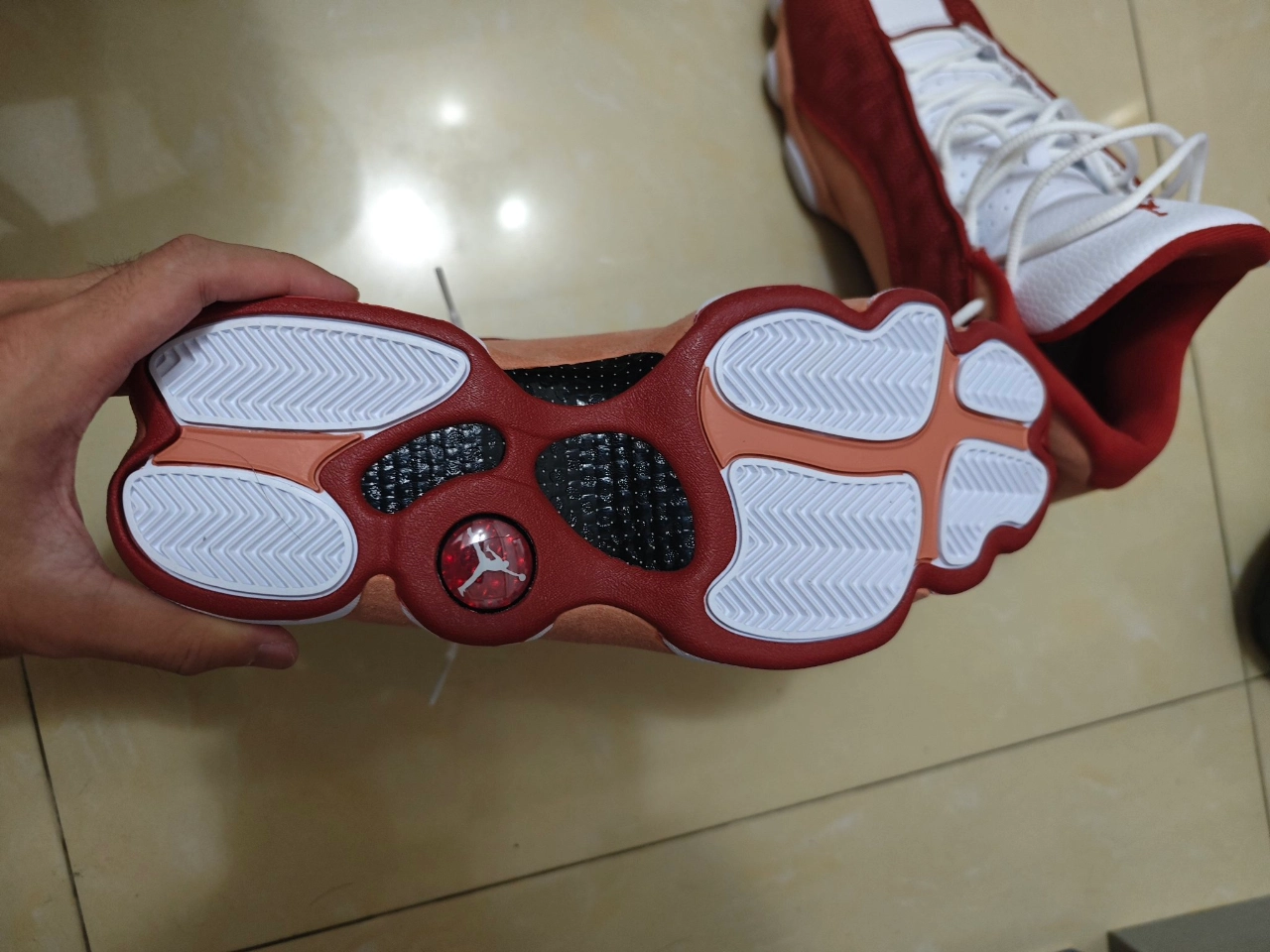 custom review-Jordan Air Jordan 13 'Dune Красный' MID Топ Винтажные баскетбольные кроссовки Мужской Оранжево-белый