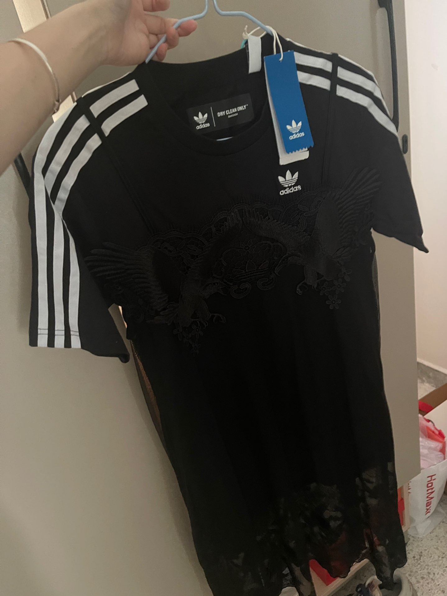 custom review-Adidas Originals Короткое платье с короткими рукавами женское черное