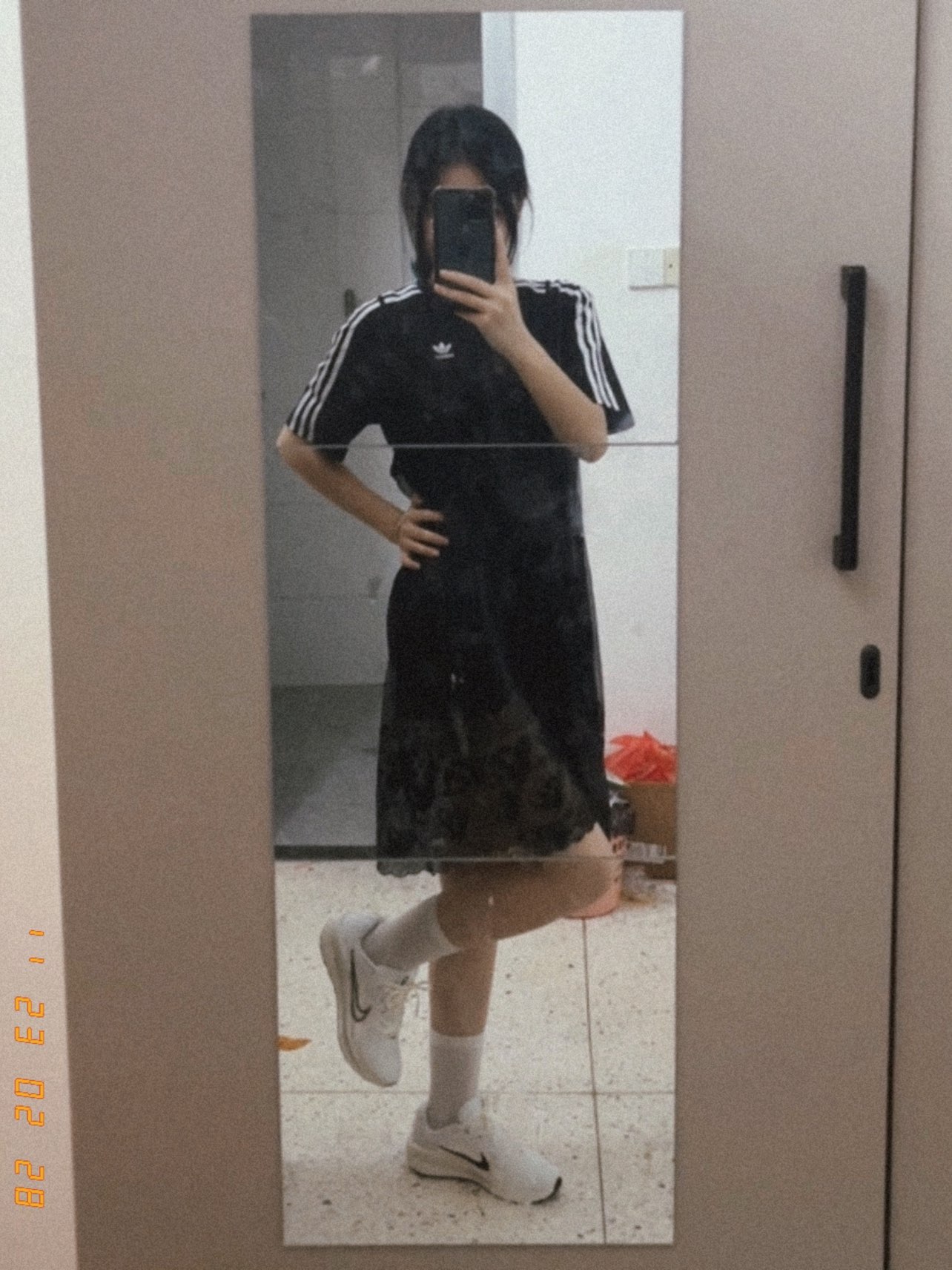 custom review-Adidas Originals Короткое платье с короткими рукавами женское черное