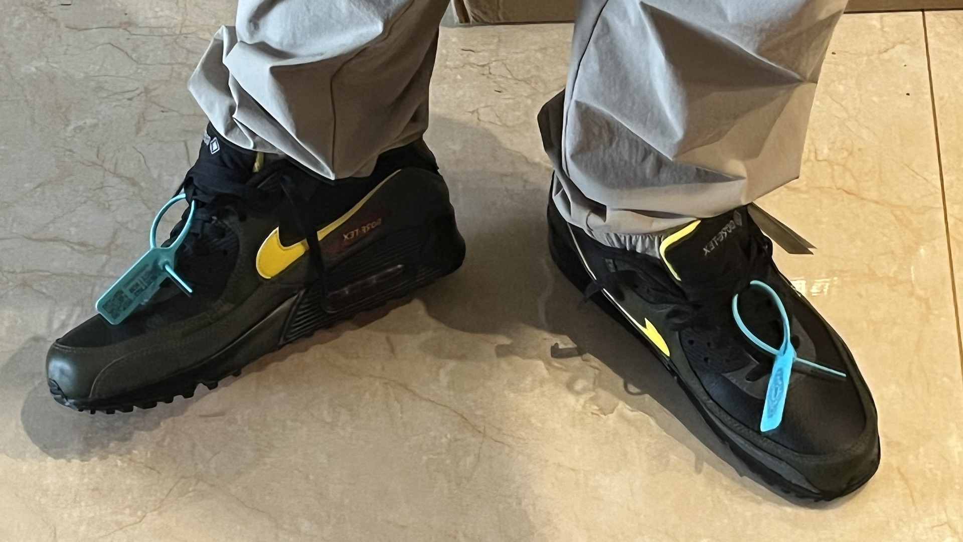 custom review-Nike Air Max 90 Устойчивый к истиранию Водонепроницаемый и Дышащий Низкий Топ Повседневные Беговые Кроссовки Мужские Черные Желтые