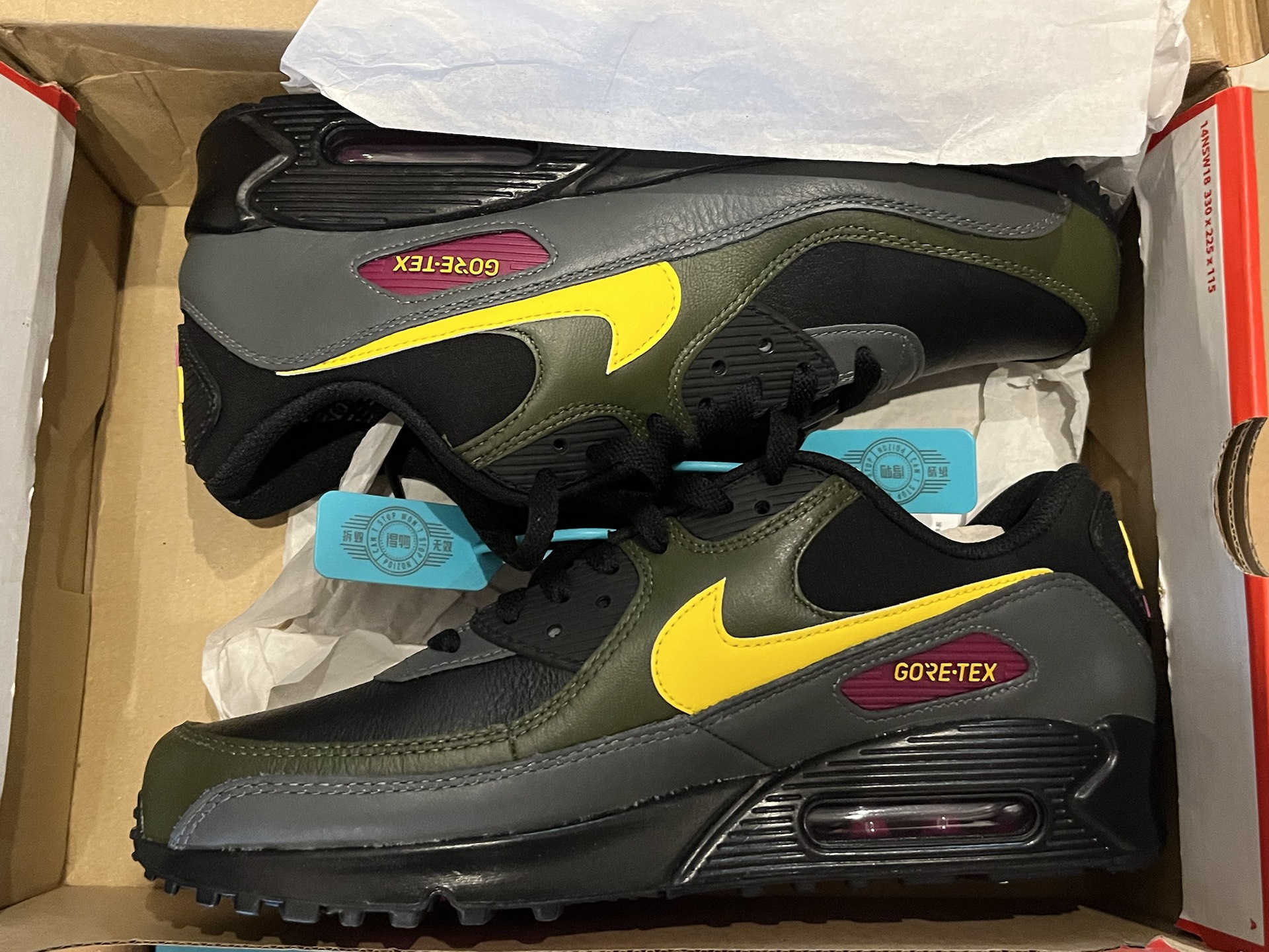 custom review-Nike Air Max 90 Устойчивый к истиранию Водонепроницаемый и Дышащий Низкий Топ Повседневные Беговые Кроссовки Мужские Черные Желтые