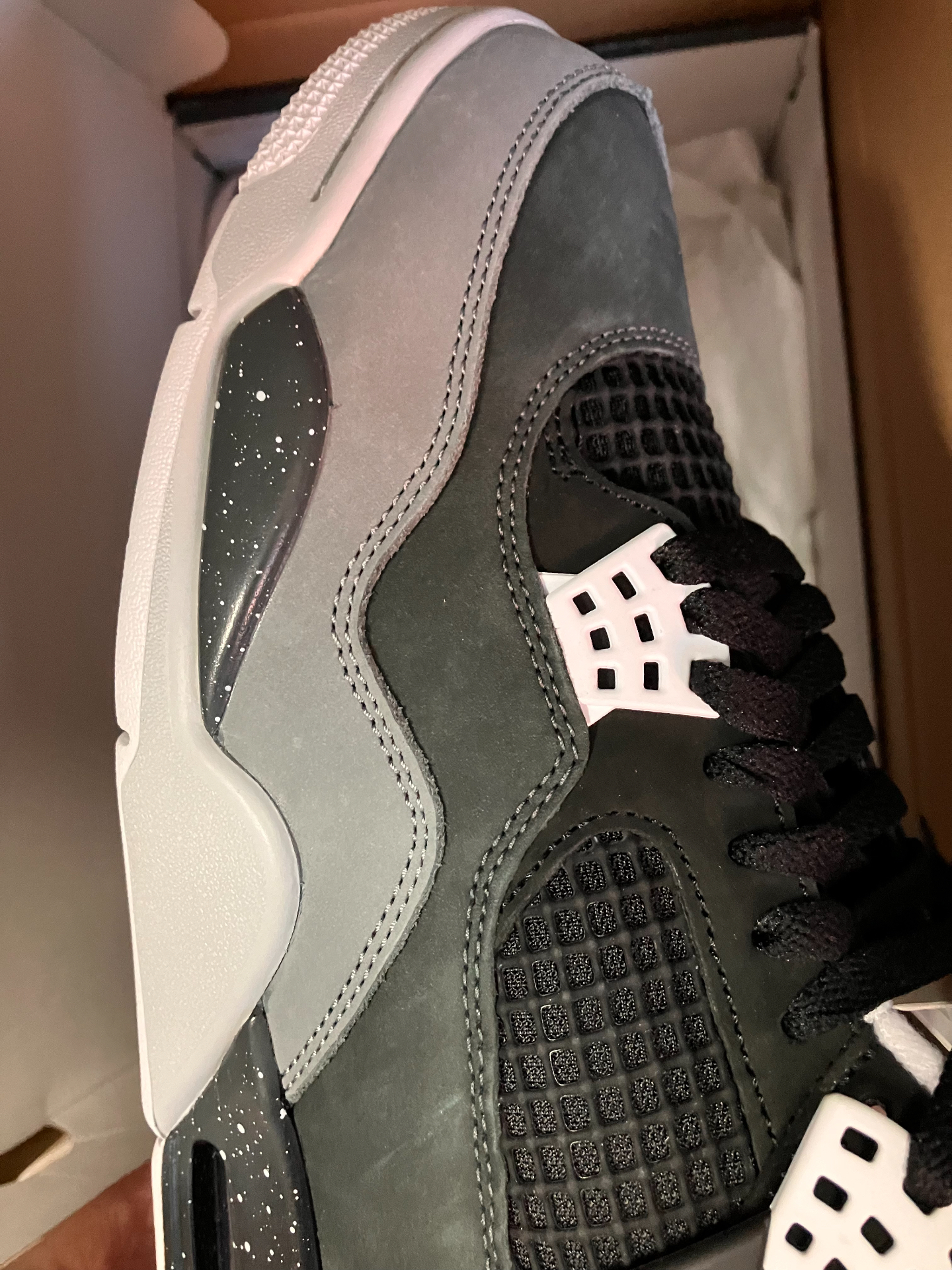 custom review-Jordan Air Джордан 4 'Fear' Устойчивый к истиранию Дышащий MID Топ Винтажные баскетбольные кроссовки Унисекс Черный Белый Серый